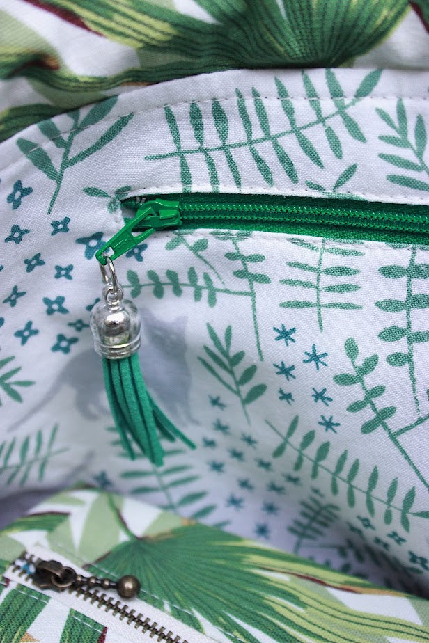 π Tropical Leaves Canvas Project Bag and Zipper Pouch
