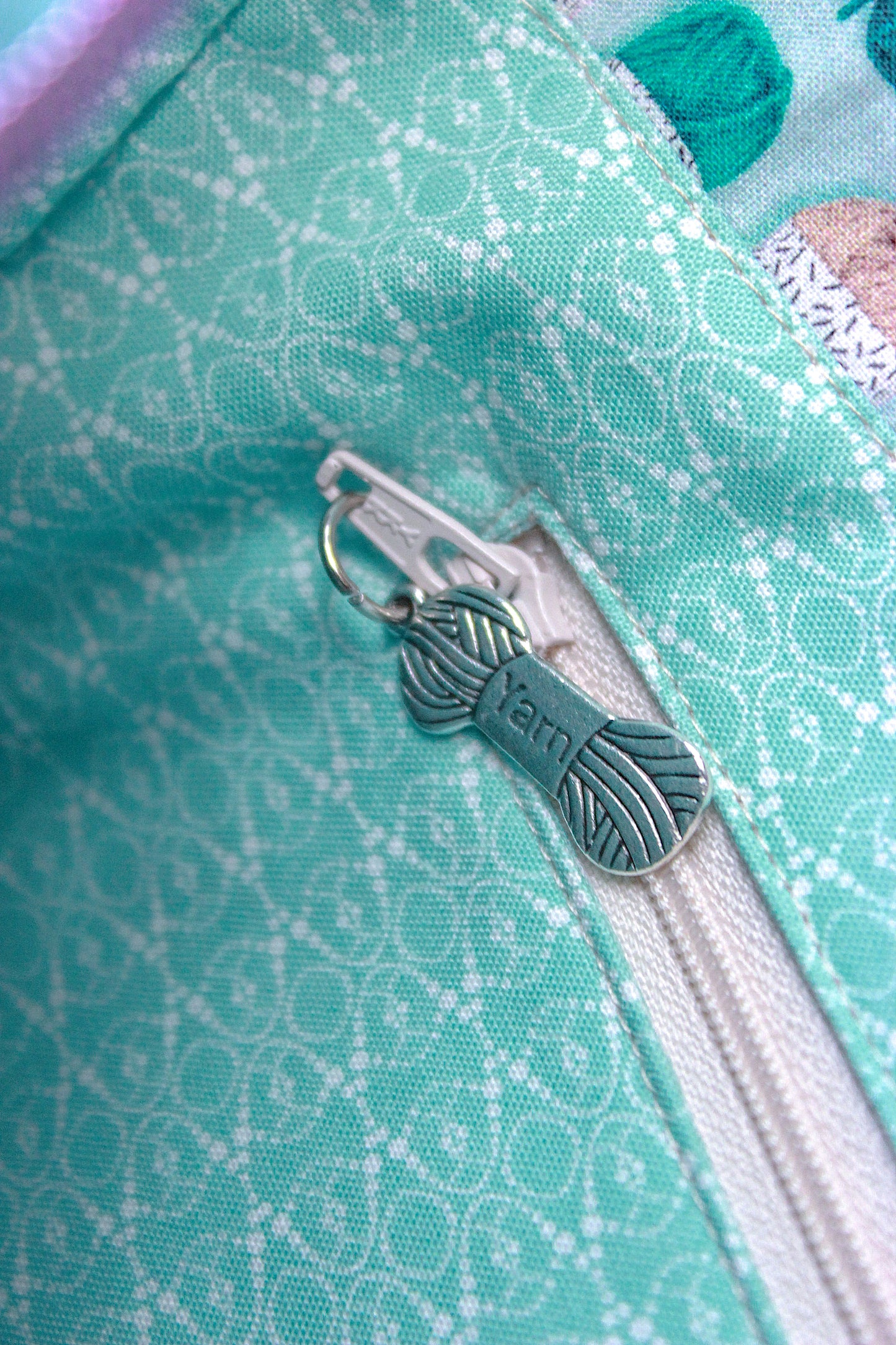 Handmade Patchwork Knitting & Crochet Project Bag – Yarn & Cat Design