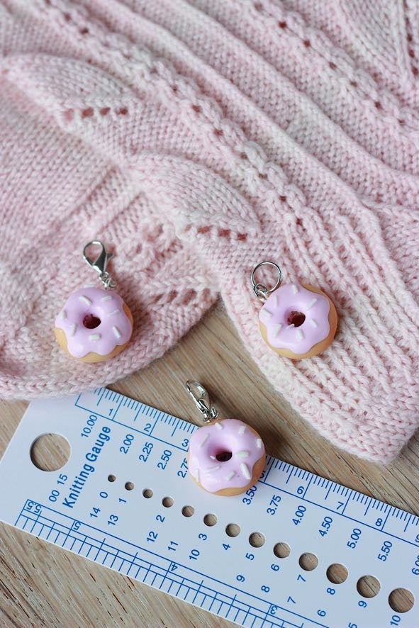 Handmade Polymer Clay Cute Pink Donut Stitch Marker