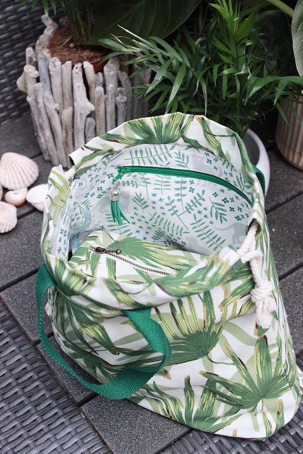 π Tropical Leaves Canvas Project Bag and Zipper Pouch