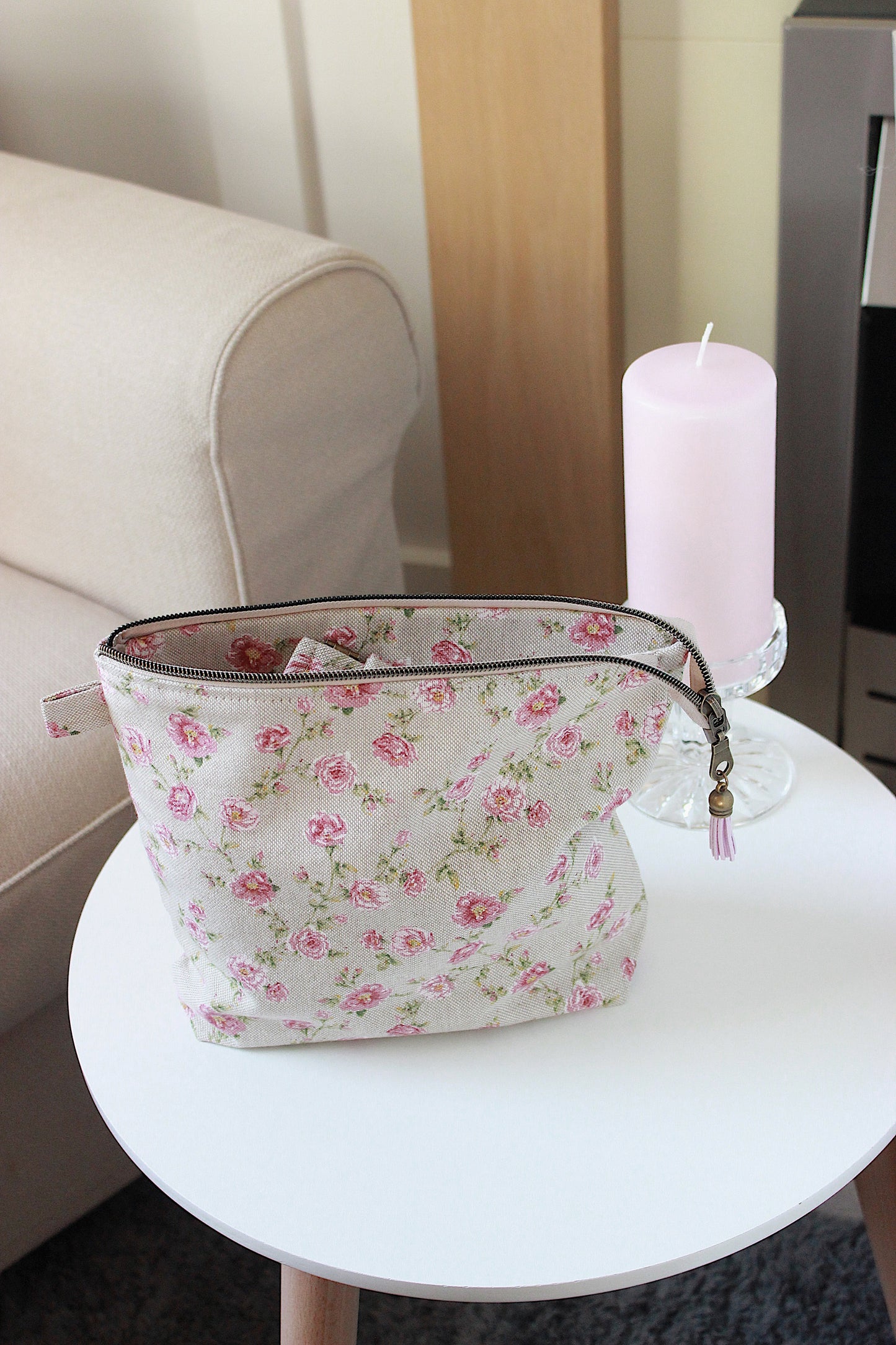 Knitting Project Bag with Built-in DPN Holder & Matching Squeeze Purse