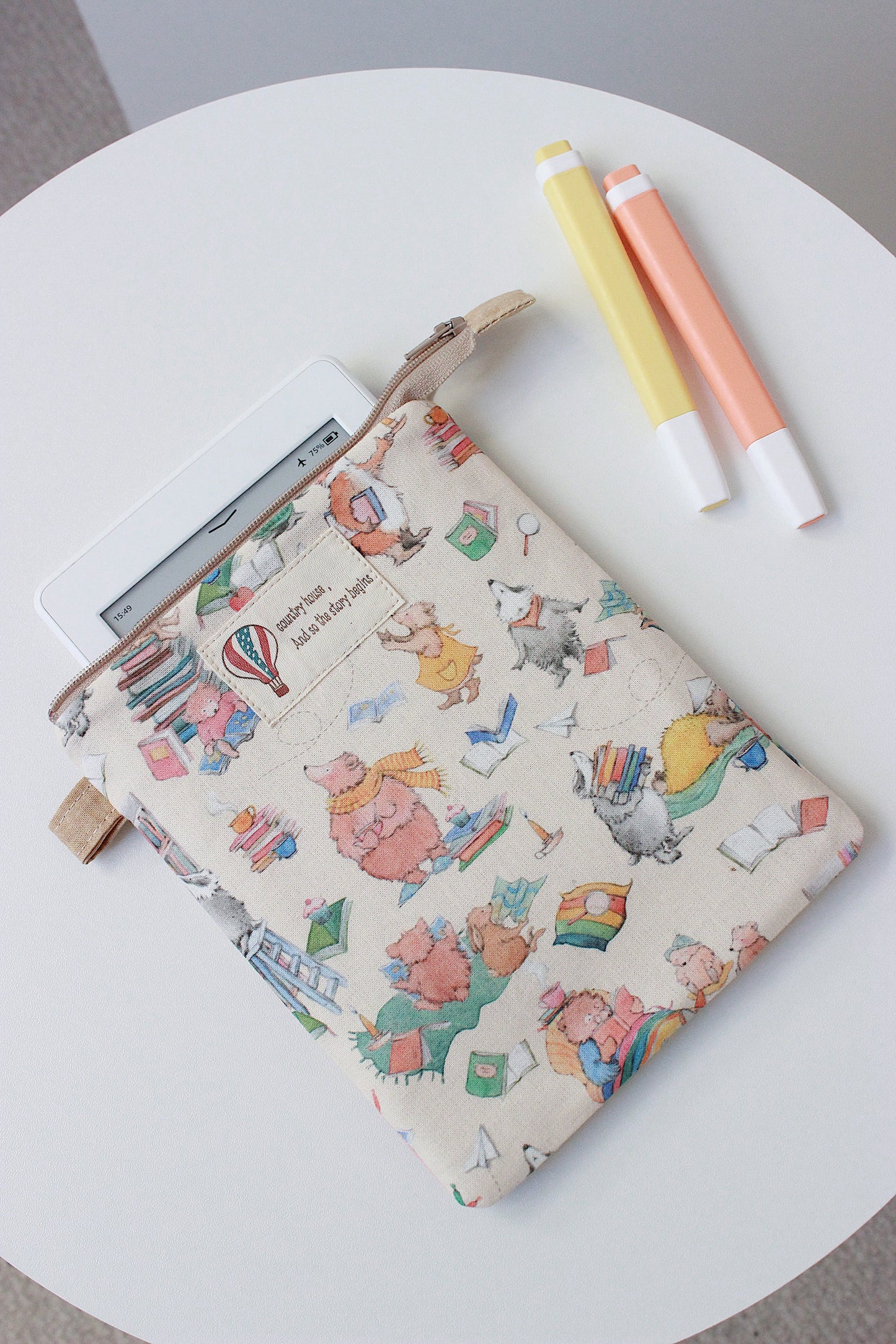 Reading Hour Quilted Kindle Zipper Sleeve