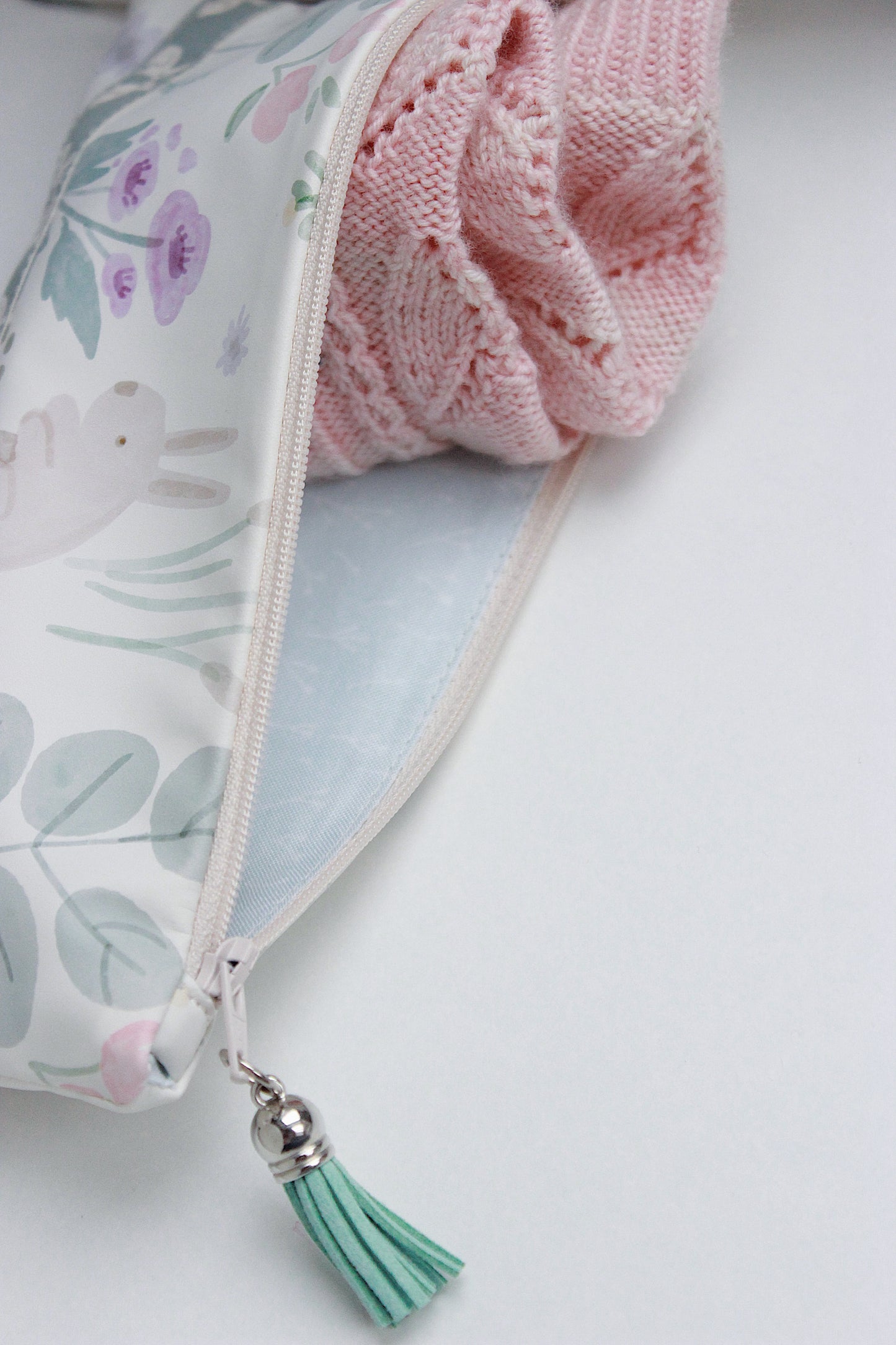 π Bunny & Hedgehog Large Waterproof Project Bag & Zipper Pouch