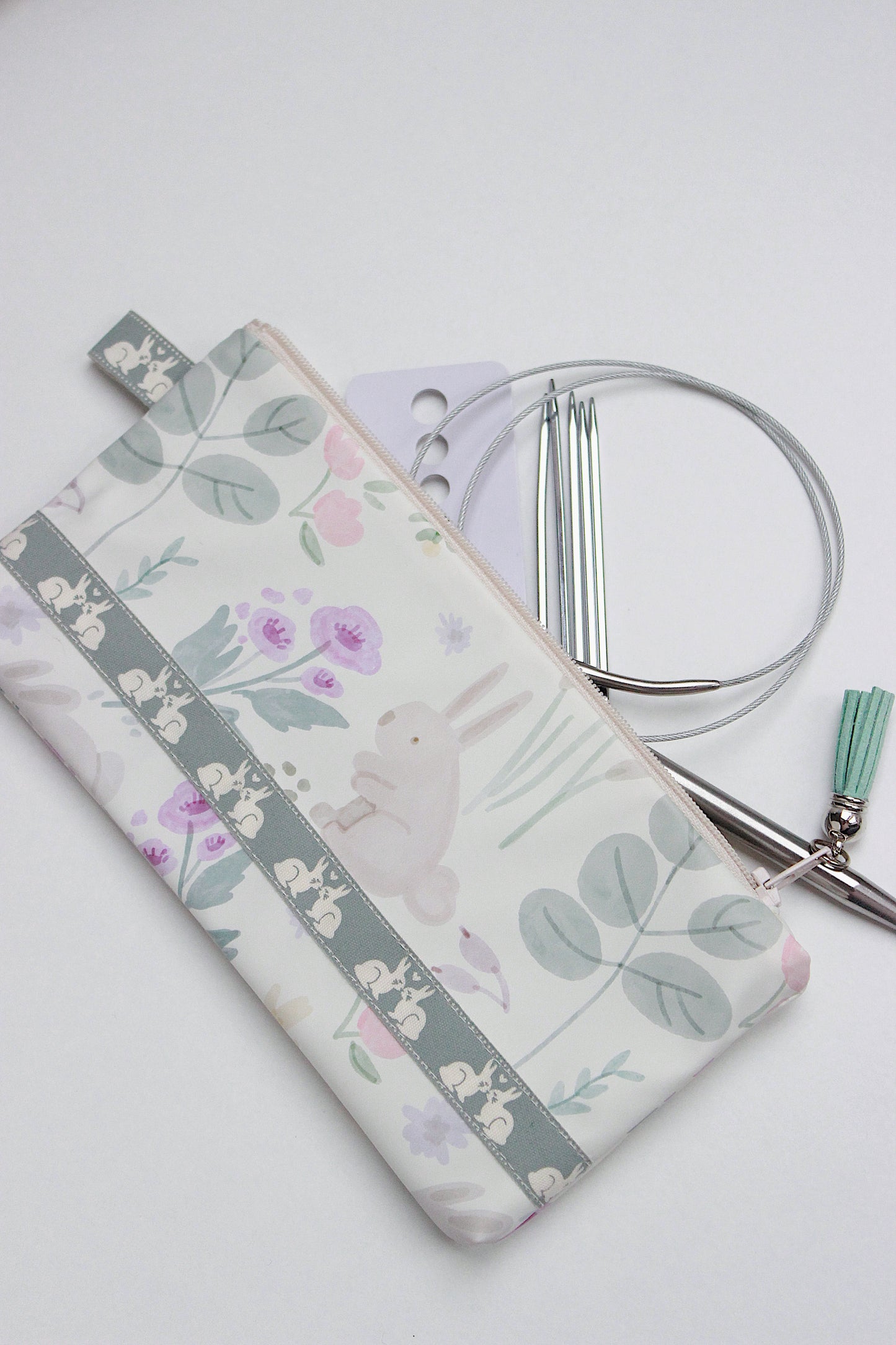 π Bunny & Hedgehog Large Waterproof Project Bag & Zipper Pouch