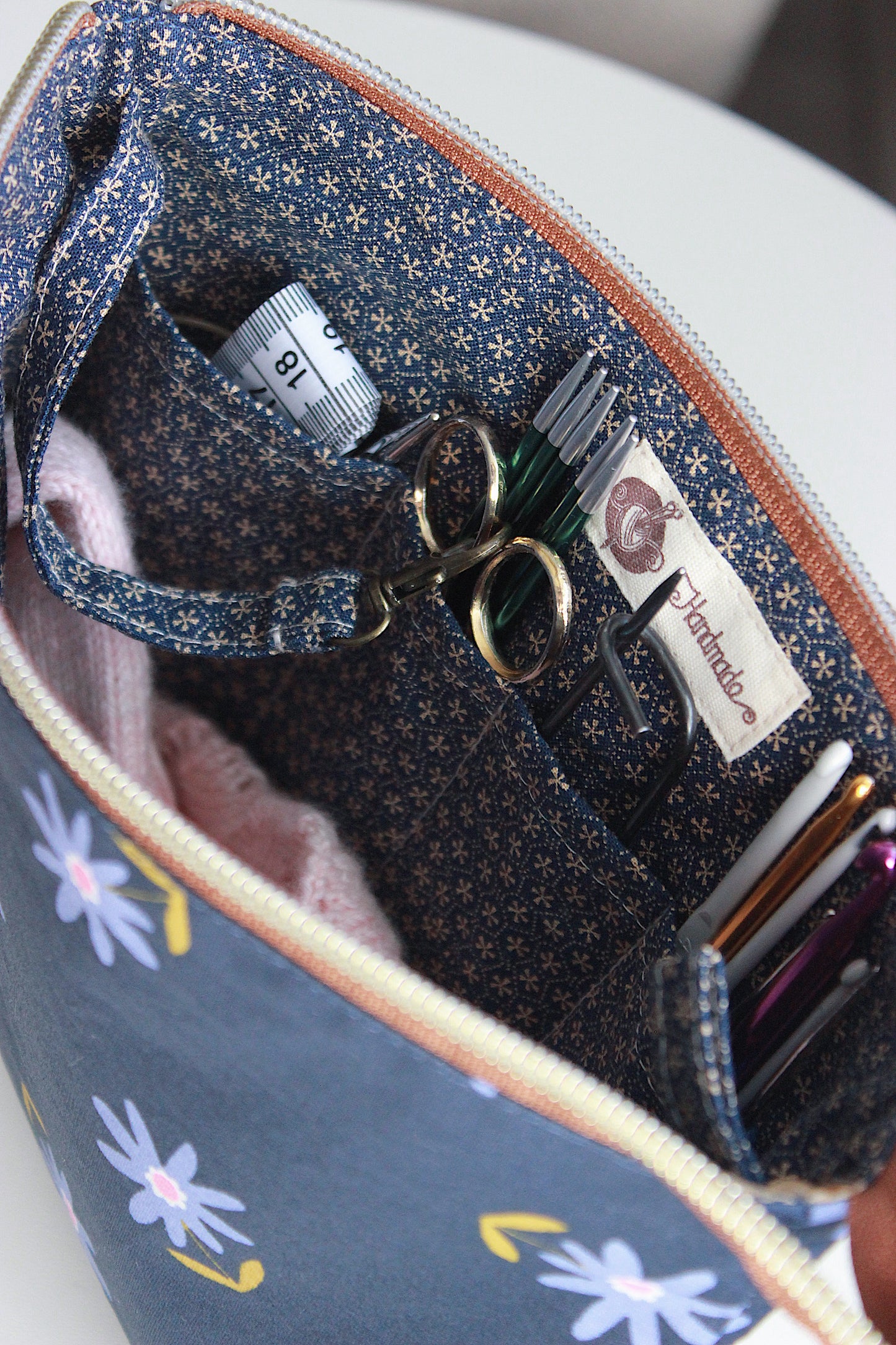 Blue Flowers Waterproof Zipper Pouches