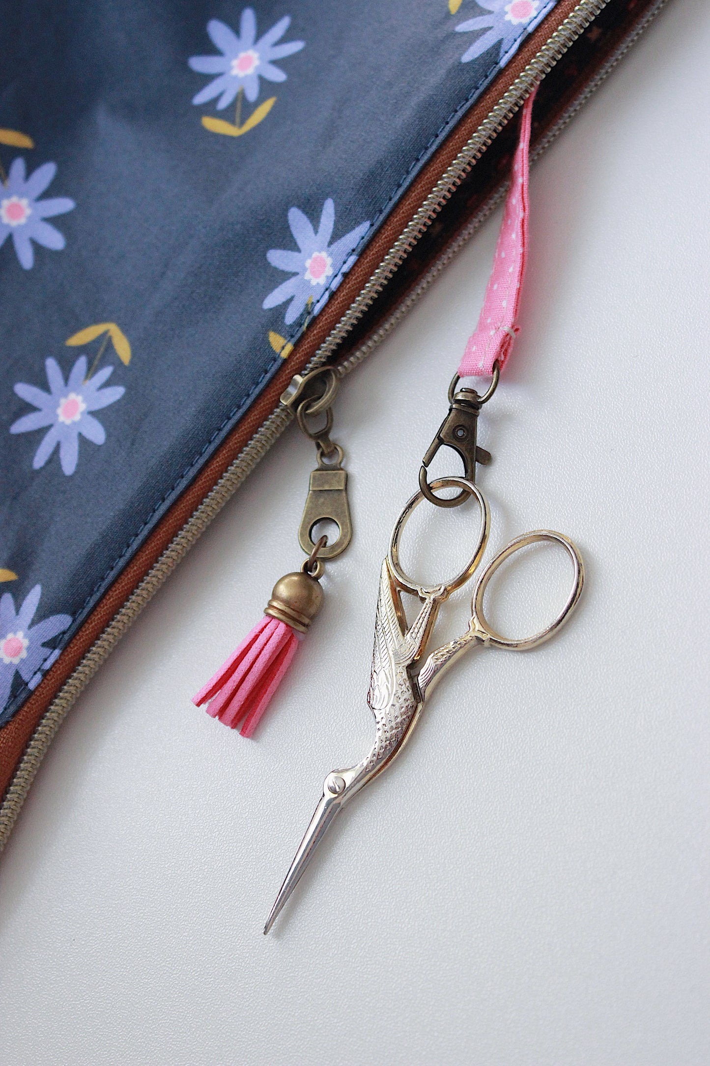 Blue Flowers Waterproof Zipper Pouches