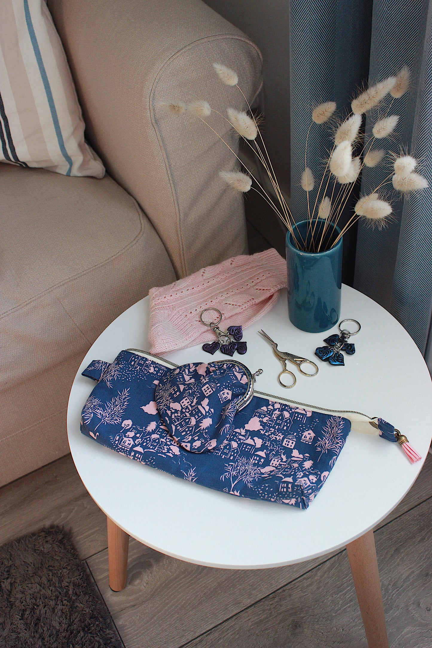 Whimsical Countryside Oxford Fabric Zipper Pouch & Metal Frame Purse