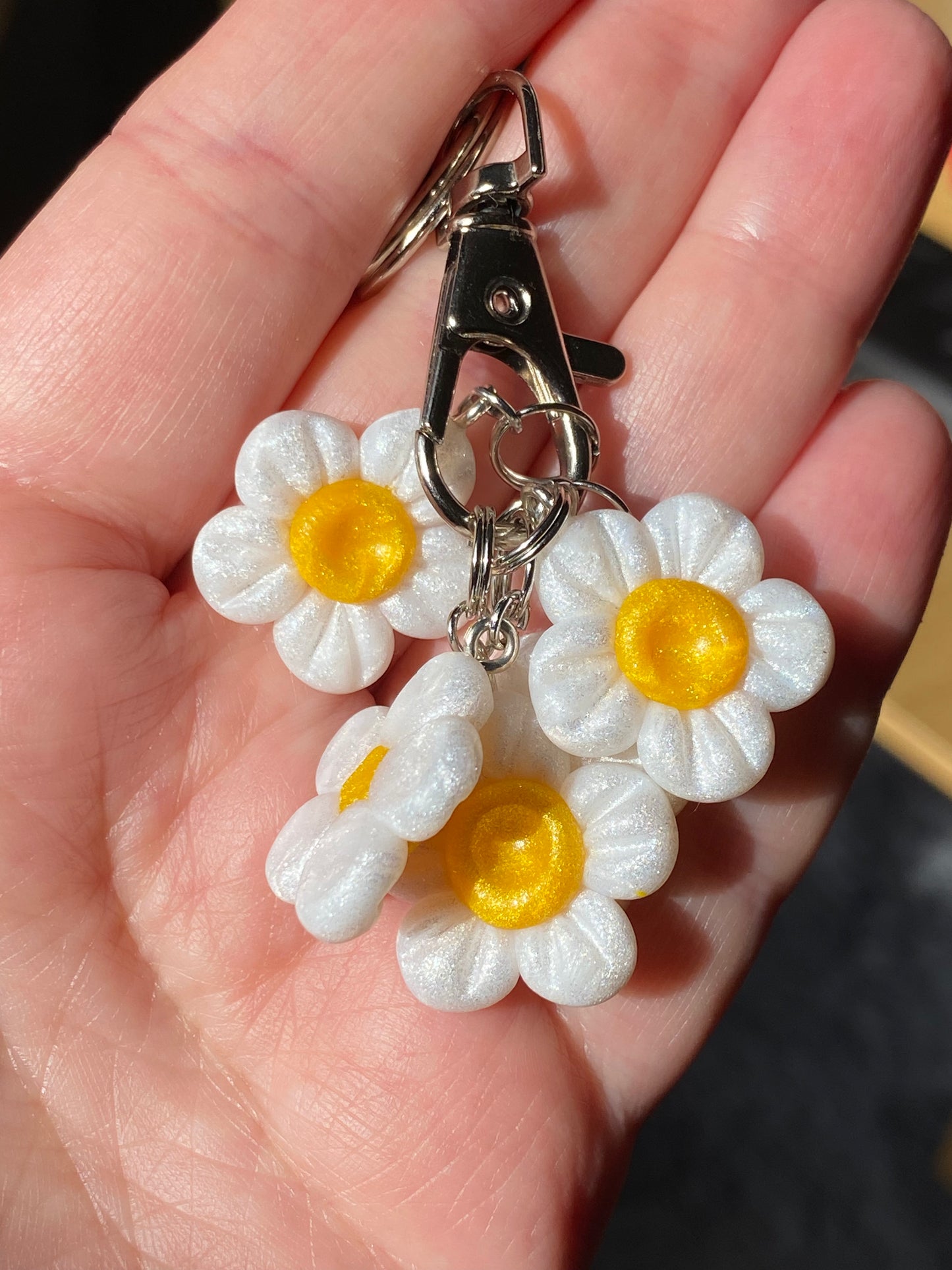 Handmade Polymer Clay Sparcle Daisy Stitch Markers