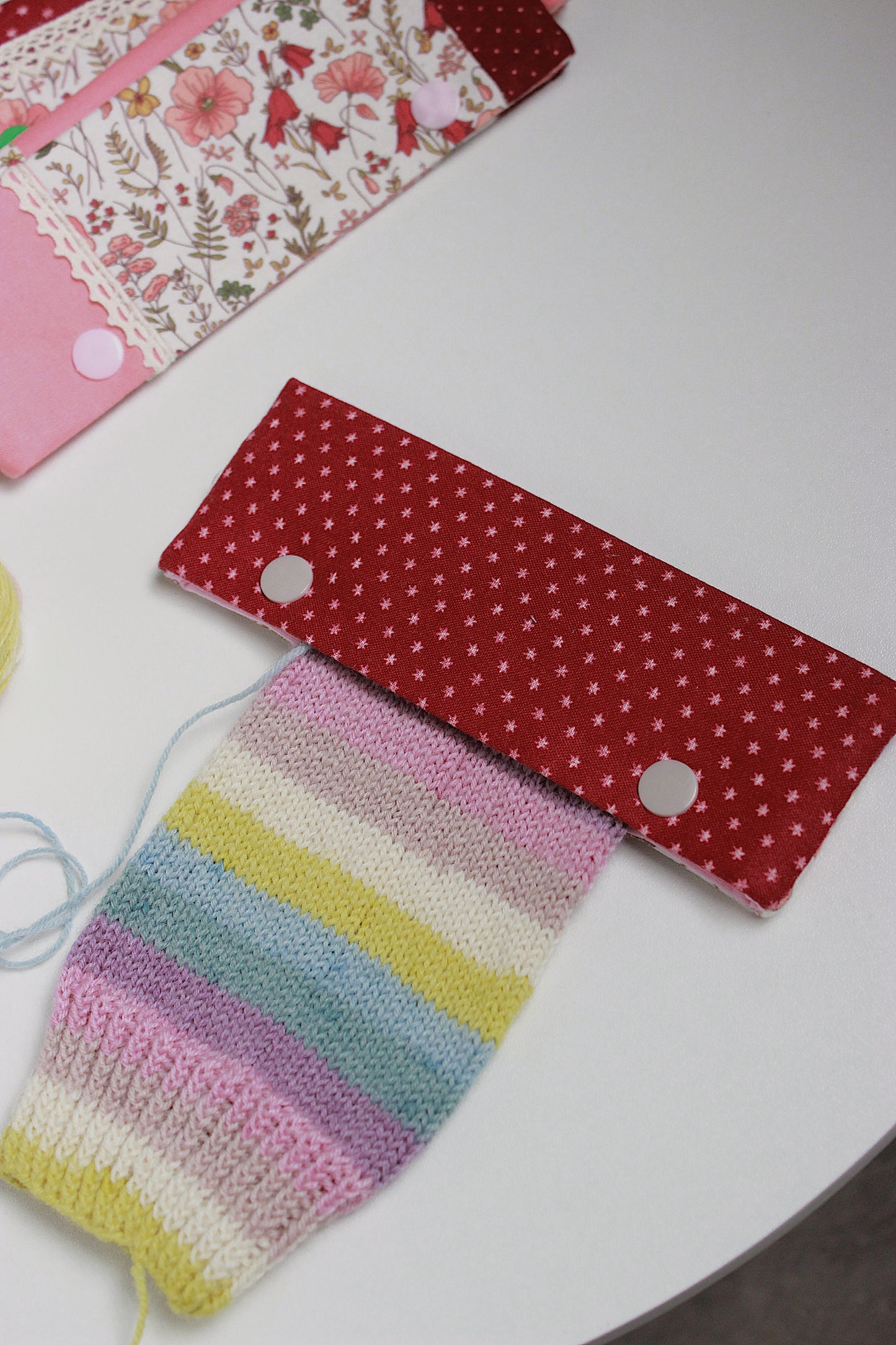 Burgundy Floral DPN Holder – Handmade Knitting Needle Case with Snap Closure