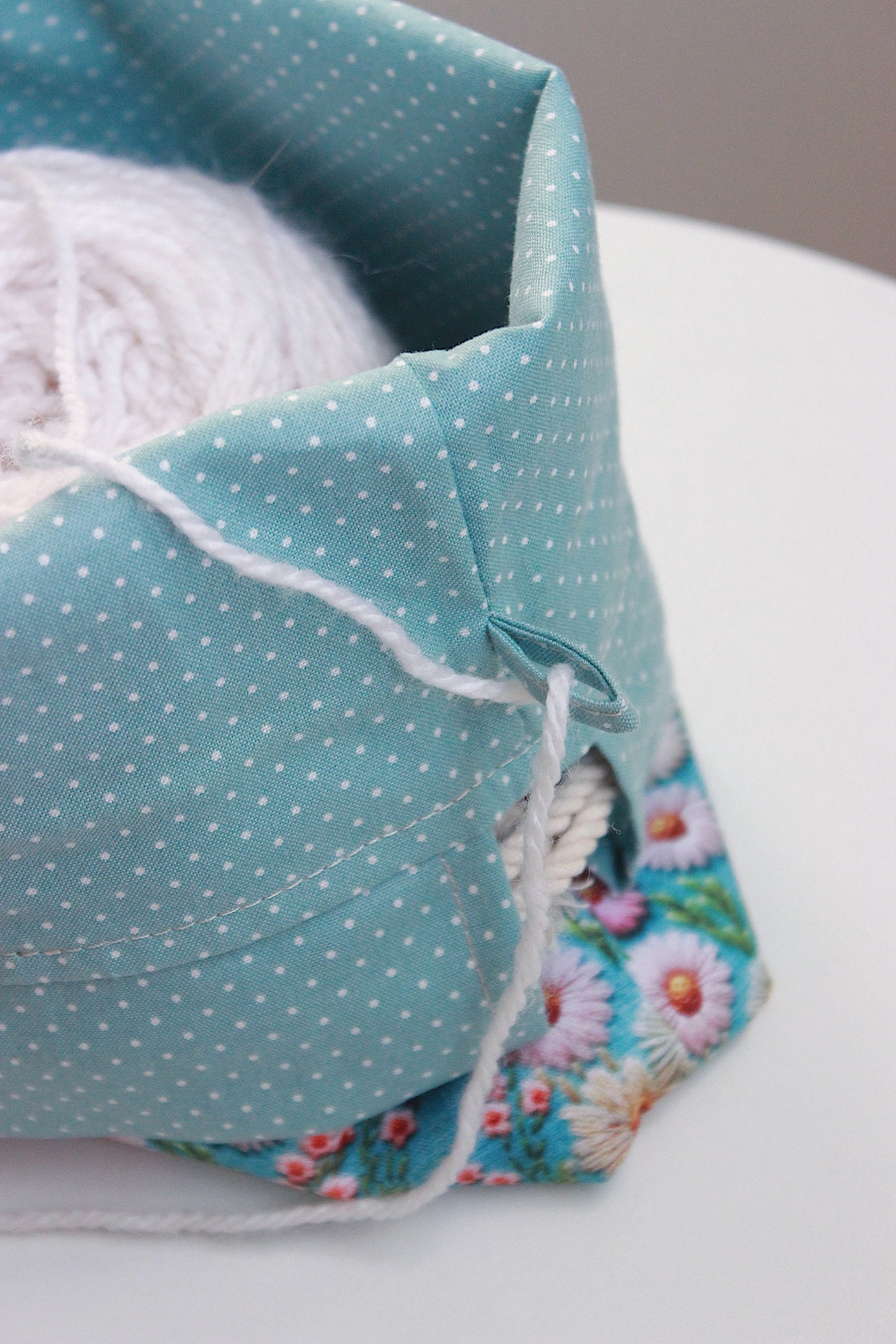 Embroidery Look Floral Drawstring Project Bag