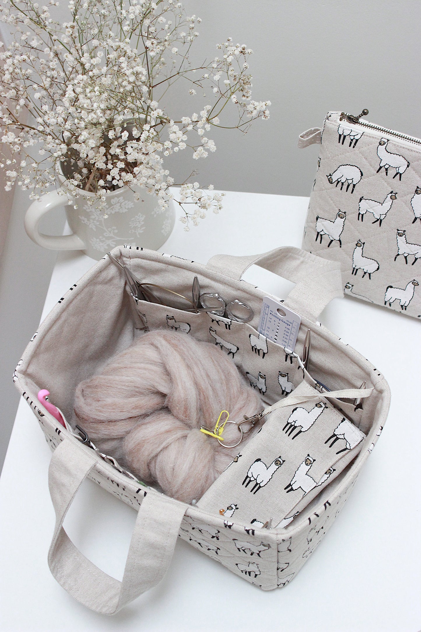 👜Alpaca Canvas Basket, Zipper Project Bag, Circular Knitting Needle Case, Crochet Case & Metal Frame Purse