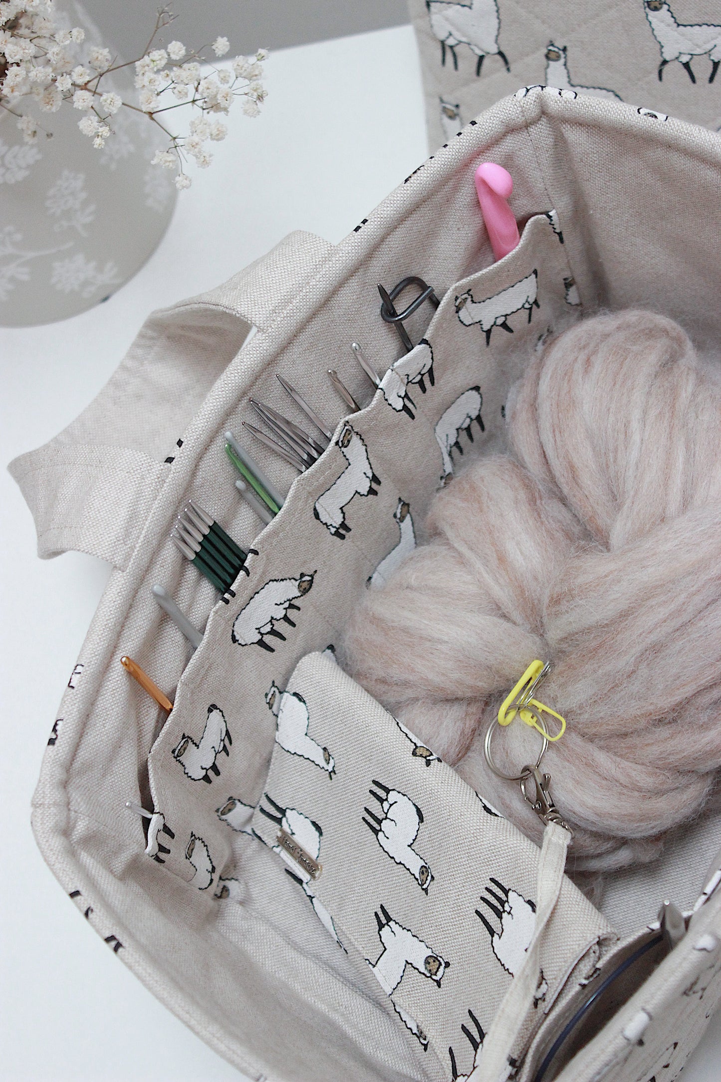 👜Alpaca Canvas Basket, Zipper Project Bag, Circular Knitting Needle Case, Crochet Case & Metal Frame Purse