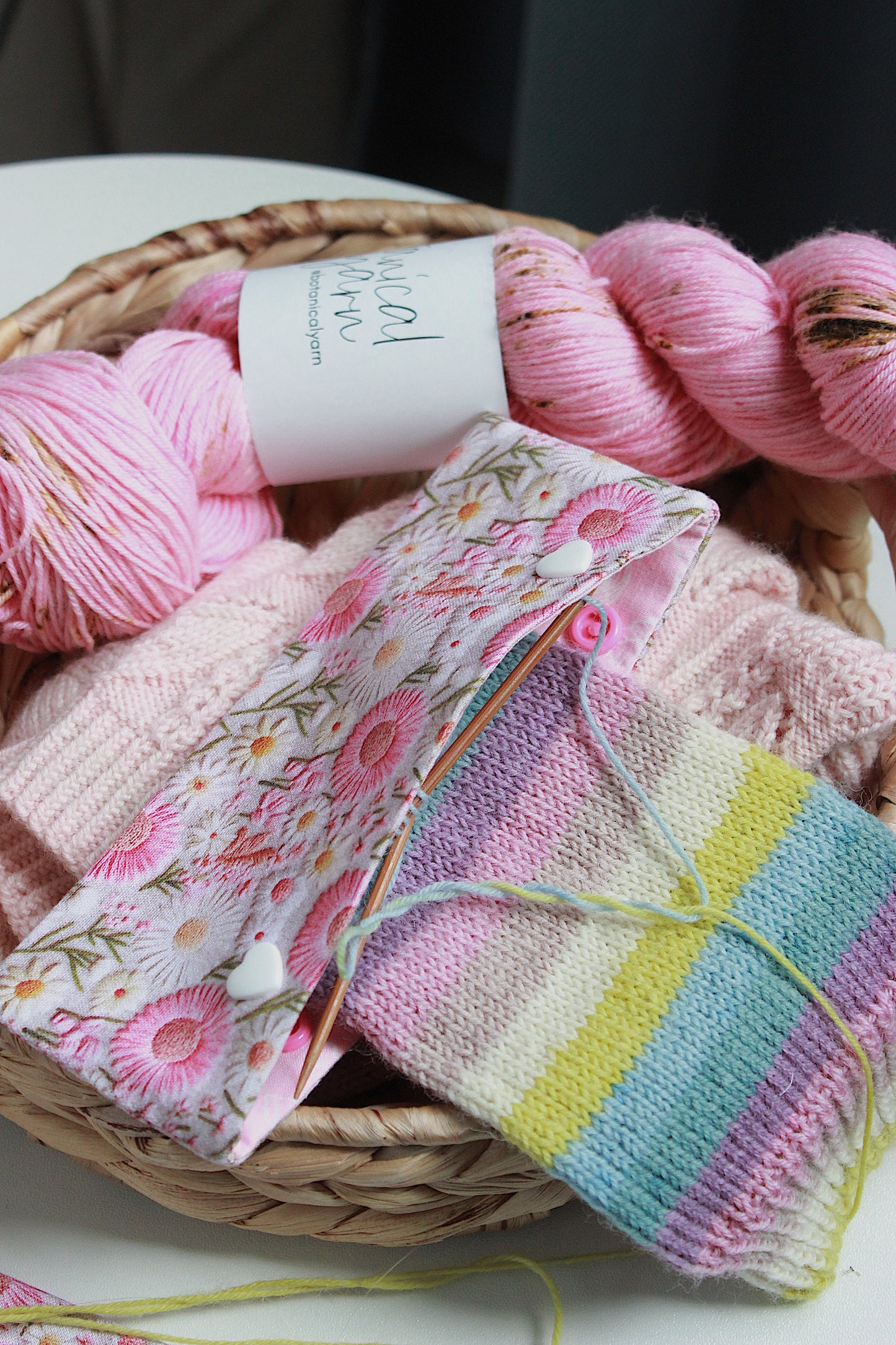 Embroidery Look Pink Floral DPN/Crochet Hook Holder