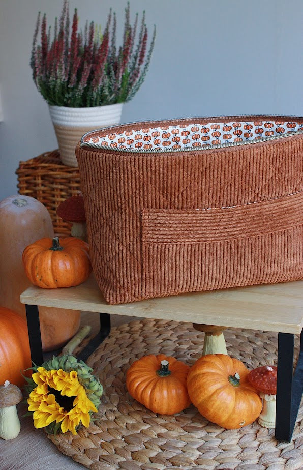 Quilted Ginger Corduroy Zipper Project Bag