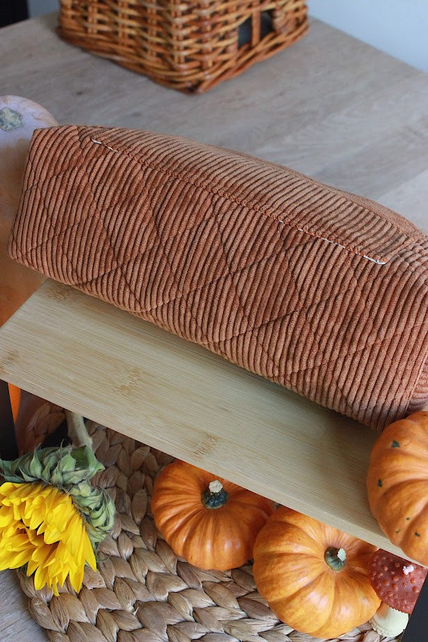 Quilted Ginger Corduroy Zipper Project Bag