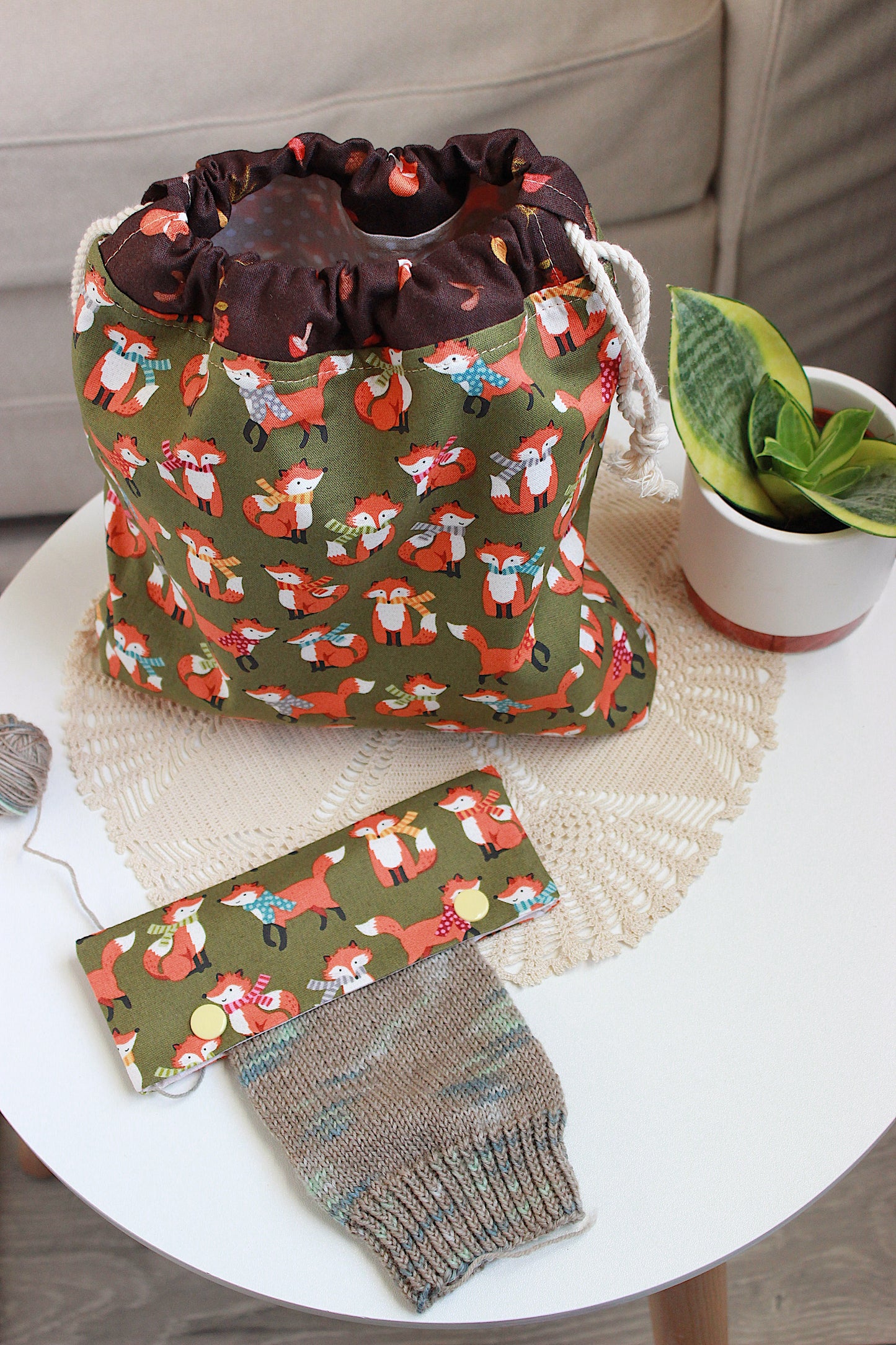 Fox Knitting Project Bag & DPN Holders