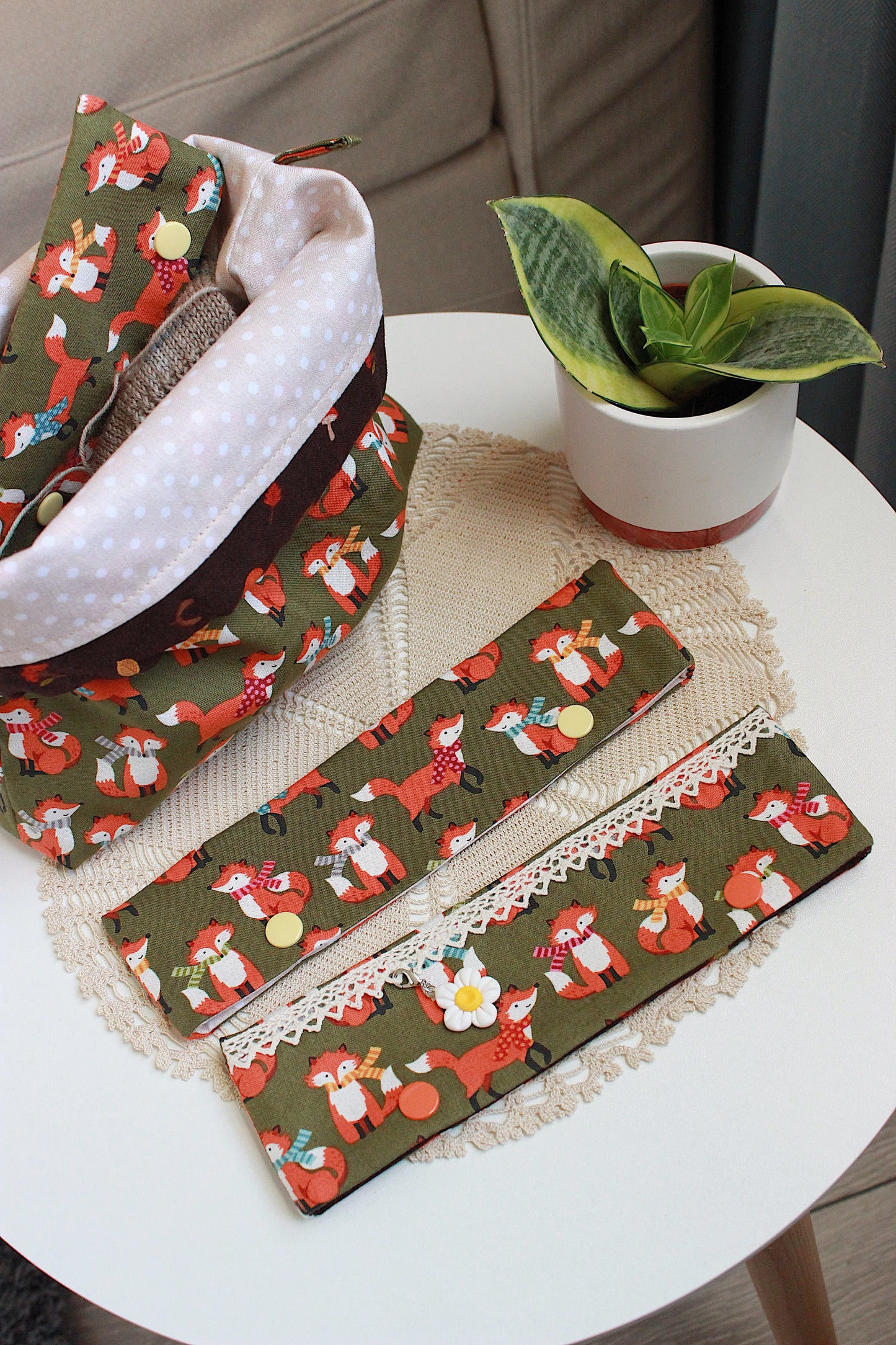 Fox Knitting Project Bag & DPN Holders