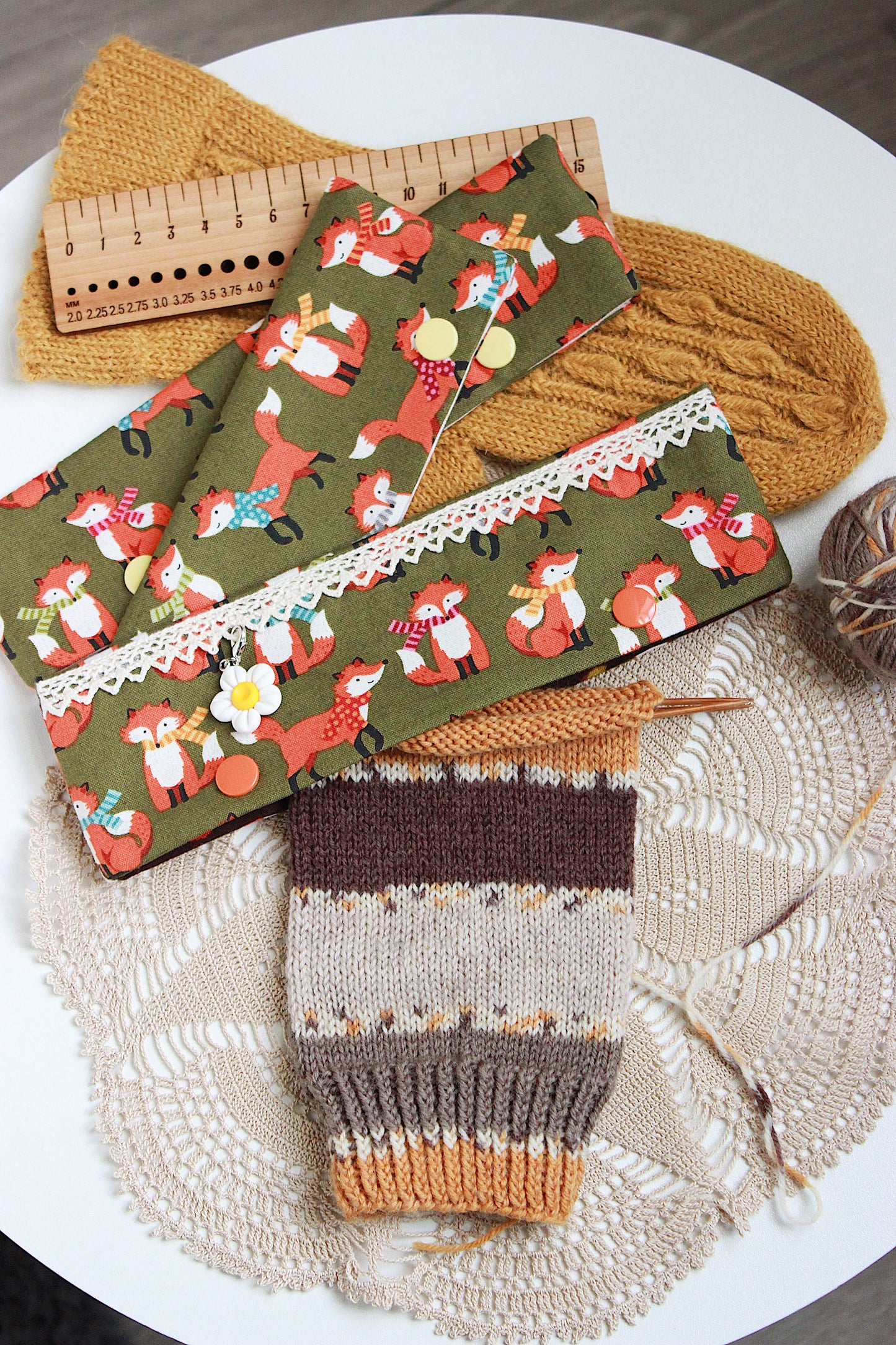 Fox Knitting Project Bag & DPN Holders