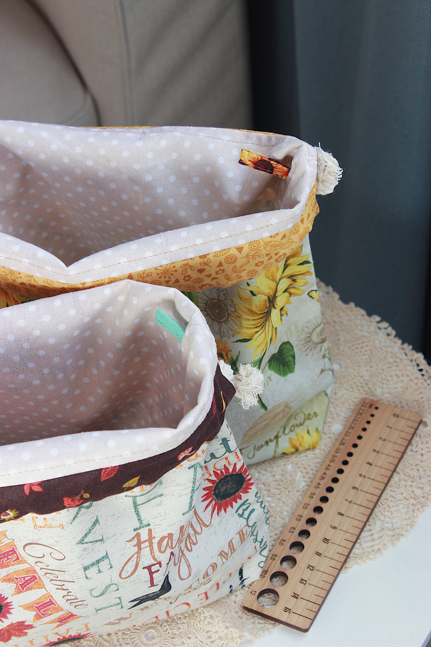 Autumn Farm Drawstring Project Bag