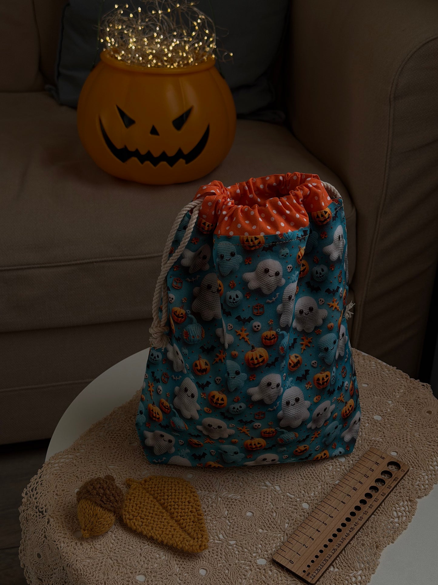 Halloween Ghosts Drawstring Project Bag