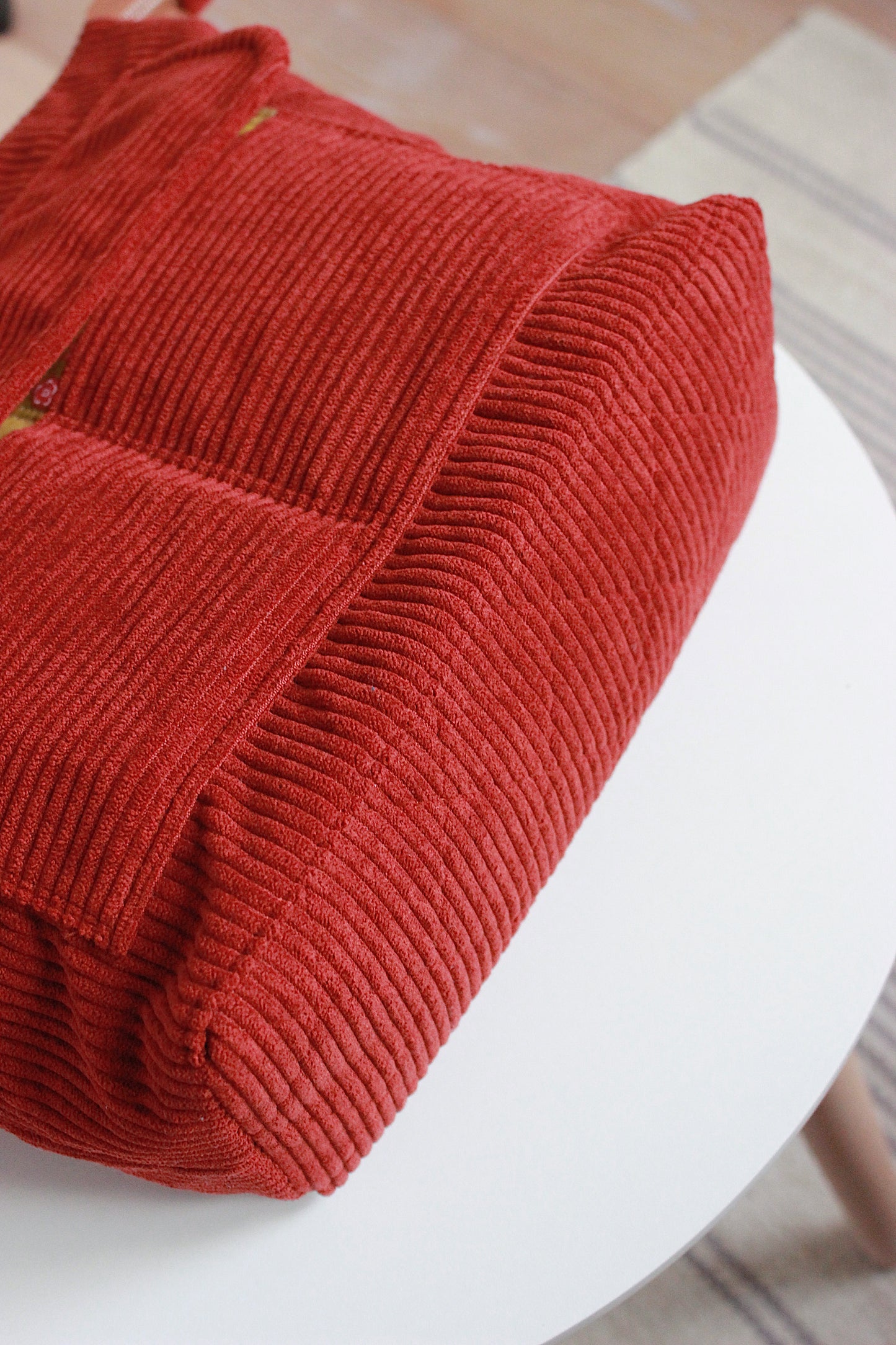 Dark Terracotta Corduroy Zipper Project Bag