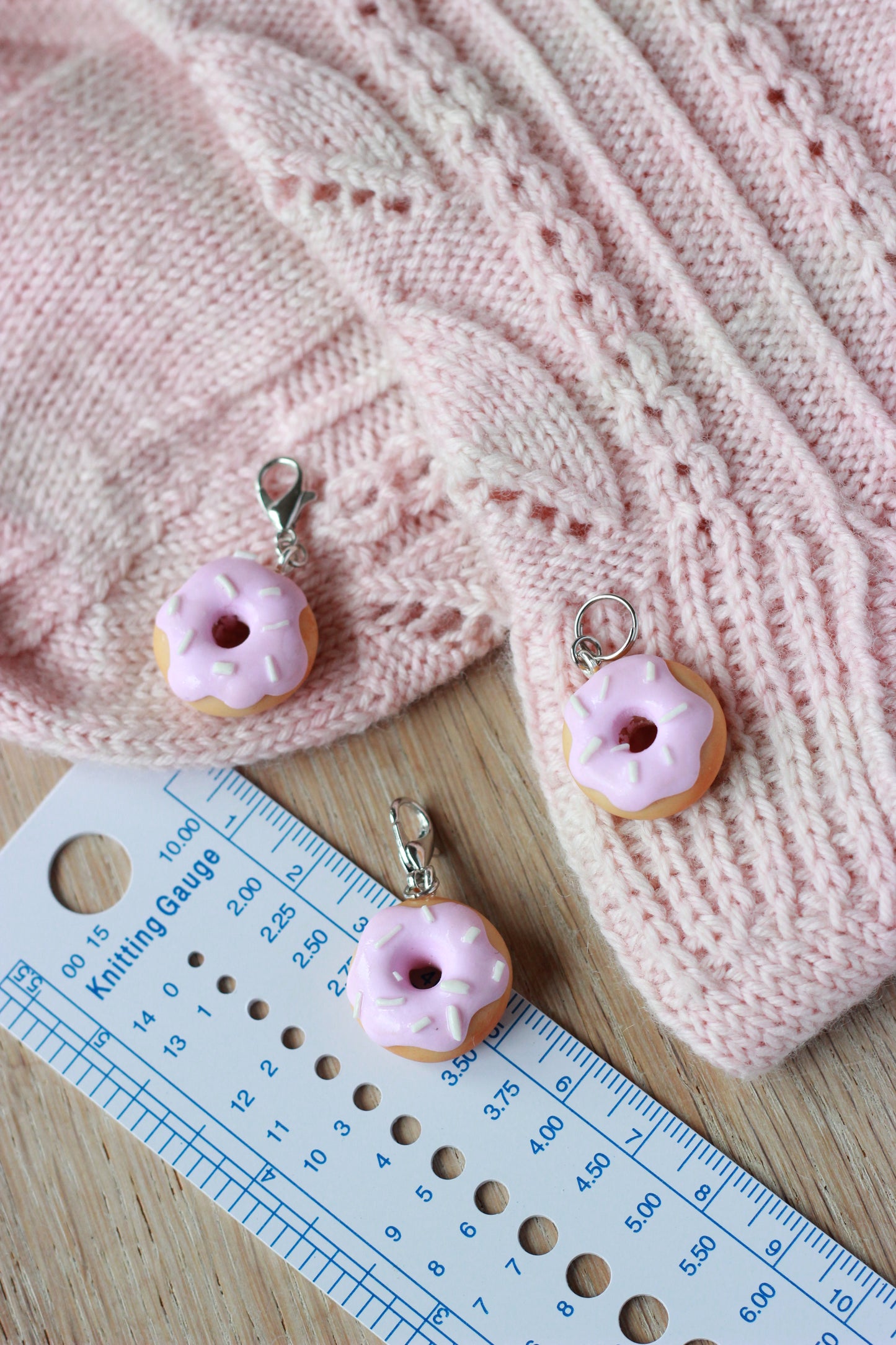 Handmade Polymer Clay Cute Pink Donut Stitch Marker