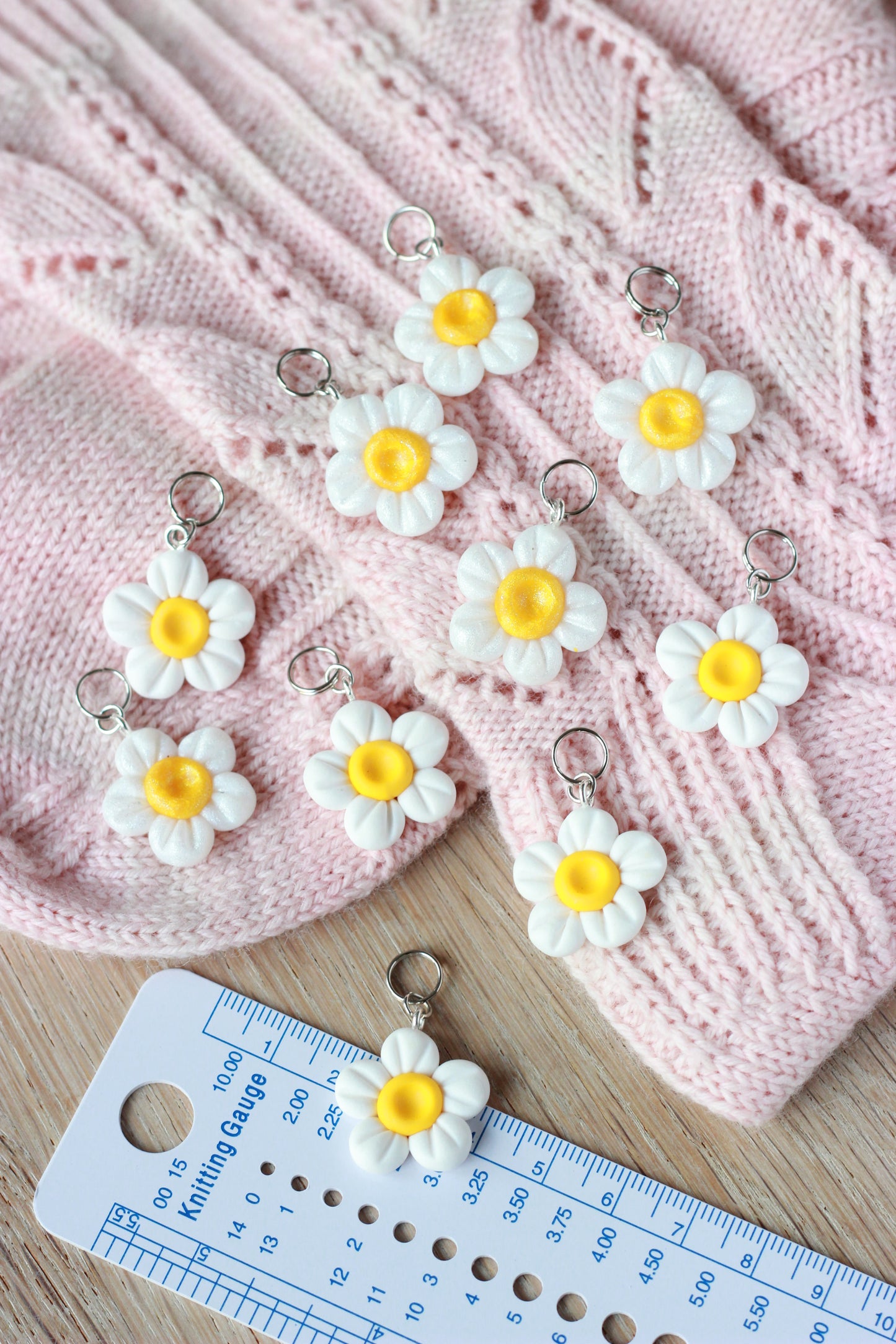 Handmade Polymer Clay Daisy Stitch Markers