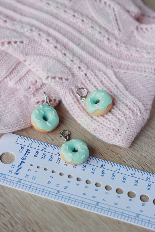 Handmade Polymer Clay Cute Mint Donut Stitch Markers