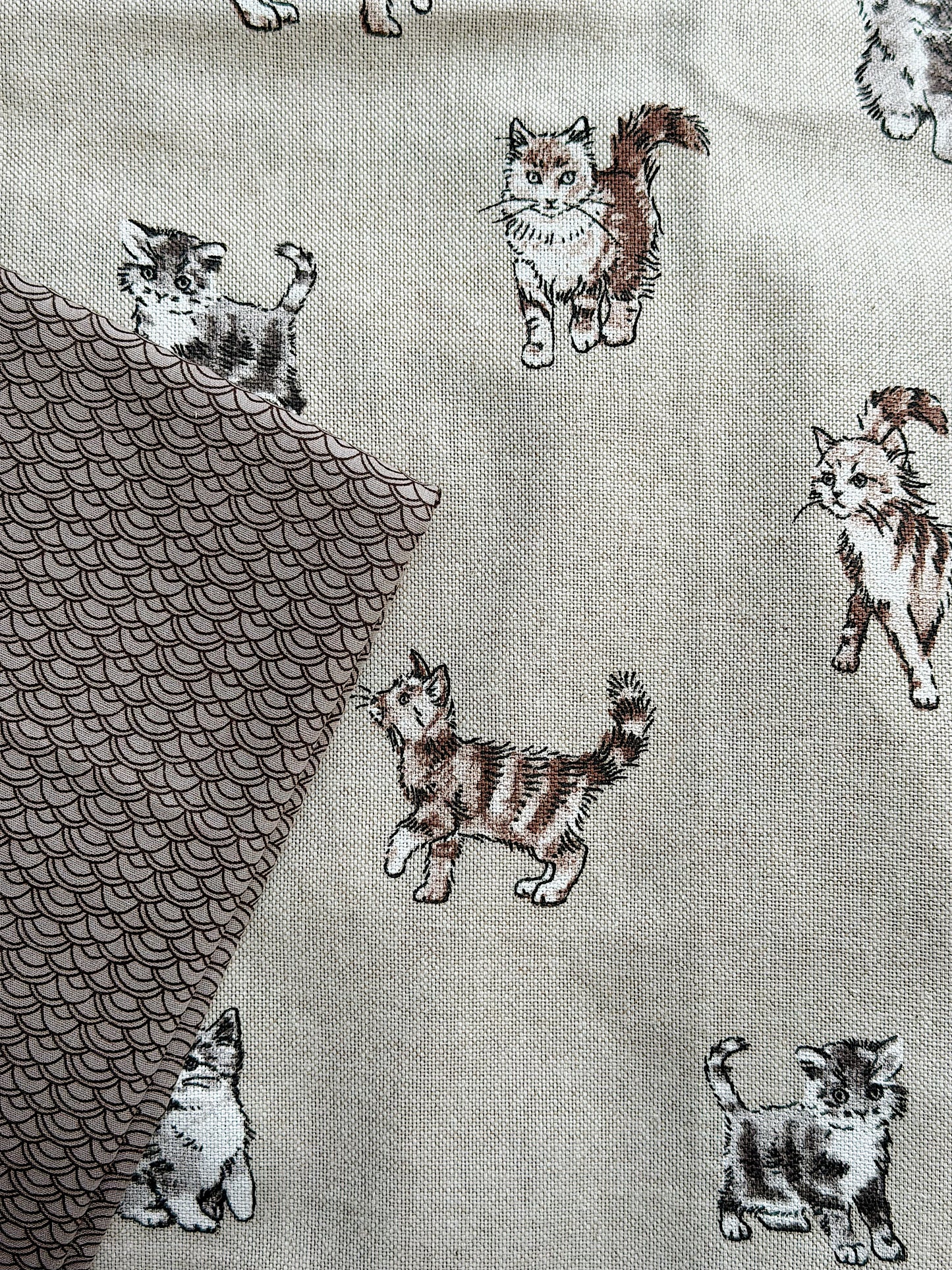 Cats Knitting Project Bag with Built-in DPN Holder & Matching Squeeze Purse | Handmade To Order