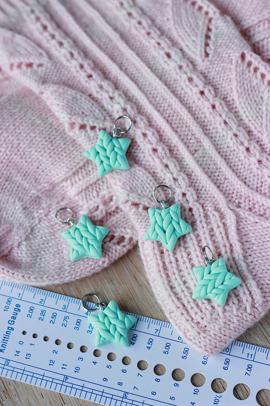 Handmade Polymer Clay Mint Star Stitch Markers