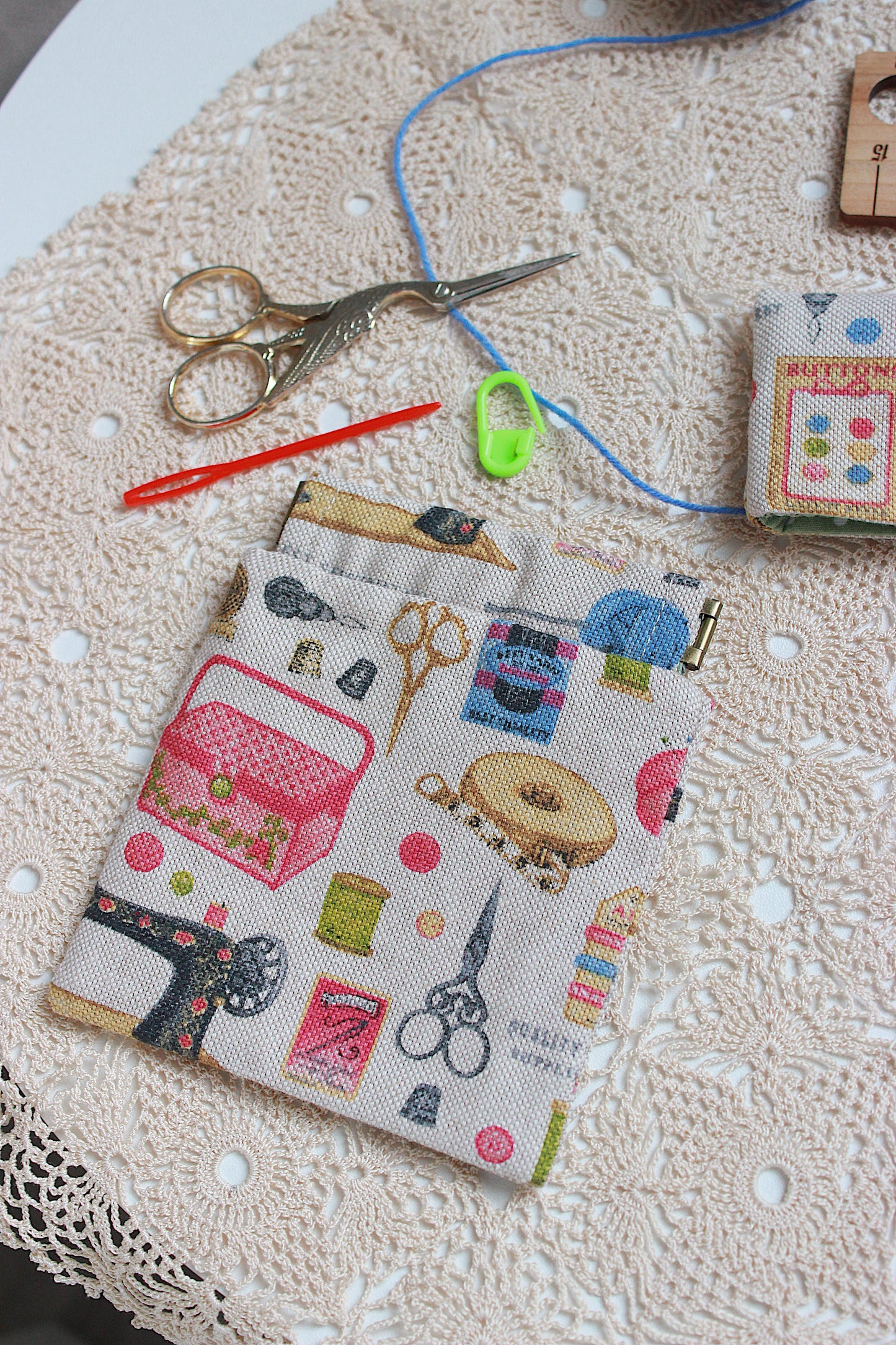 Knitting DPN holder 17cm 6.6” & Squeeze Purse