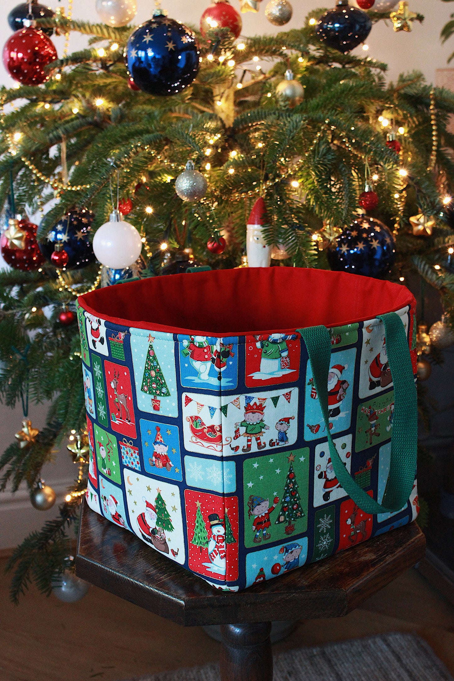 Large Christmas Knitting Project Bag / Storage Basket