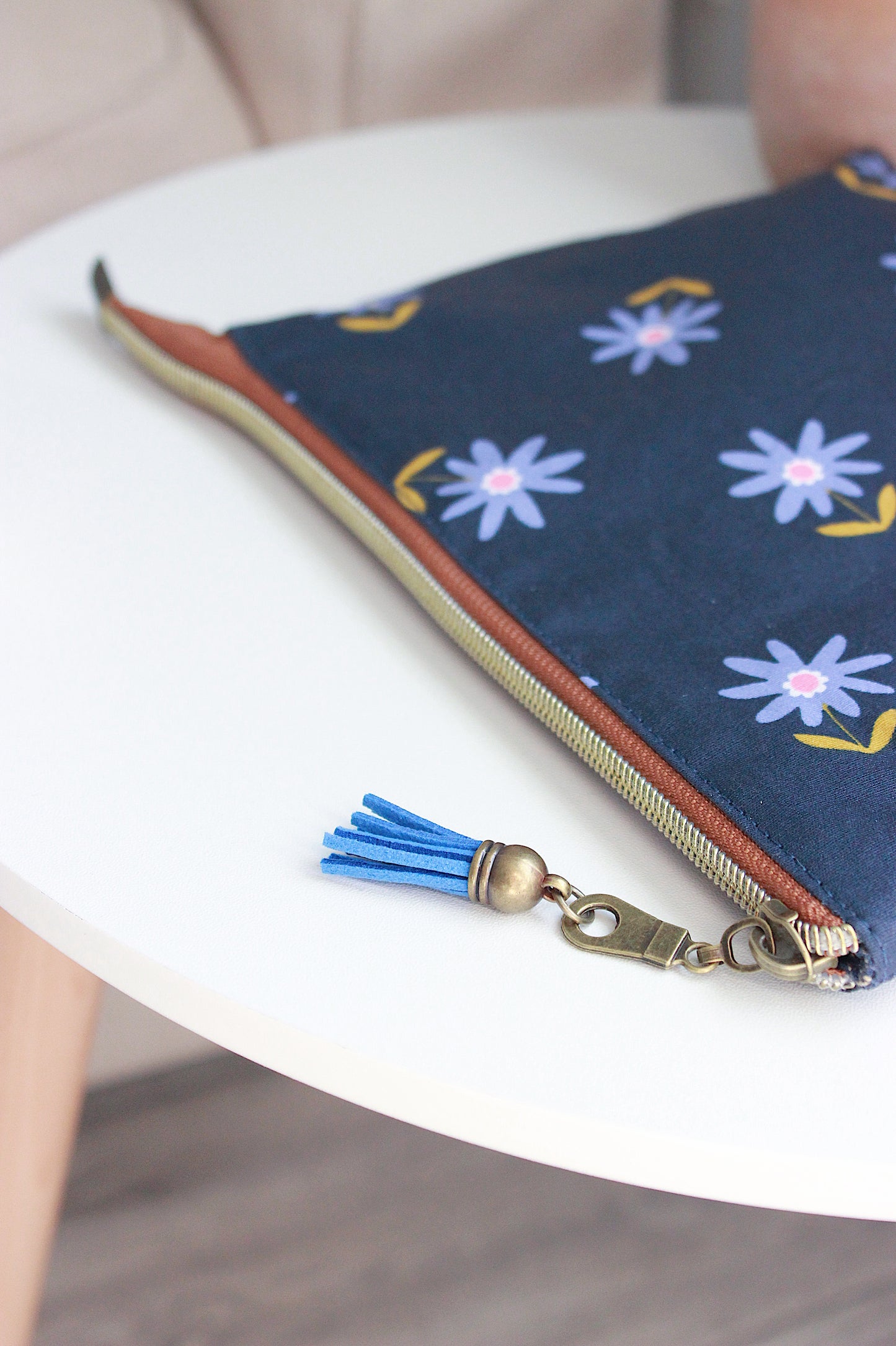 Blue Flowers Waterproof Zipper Pouches