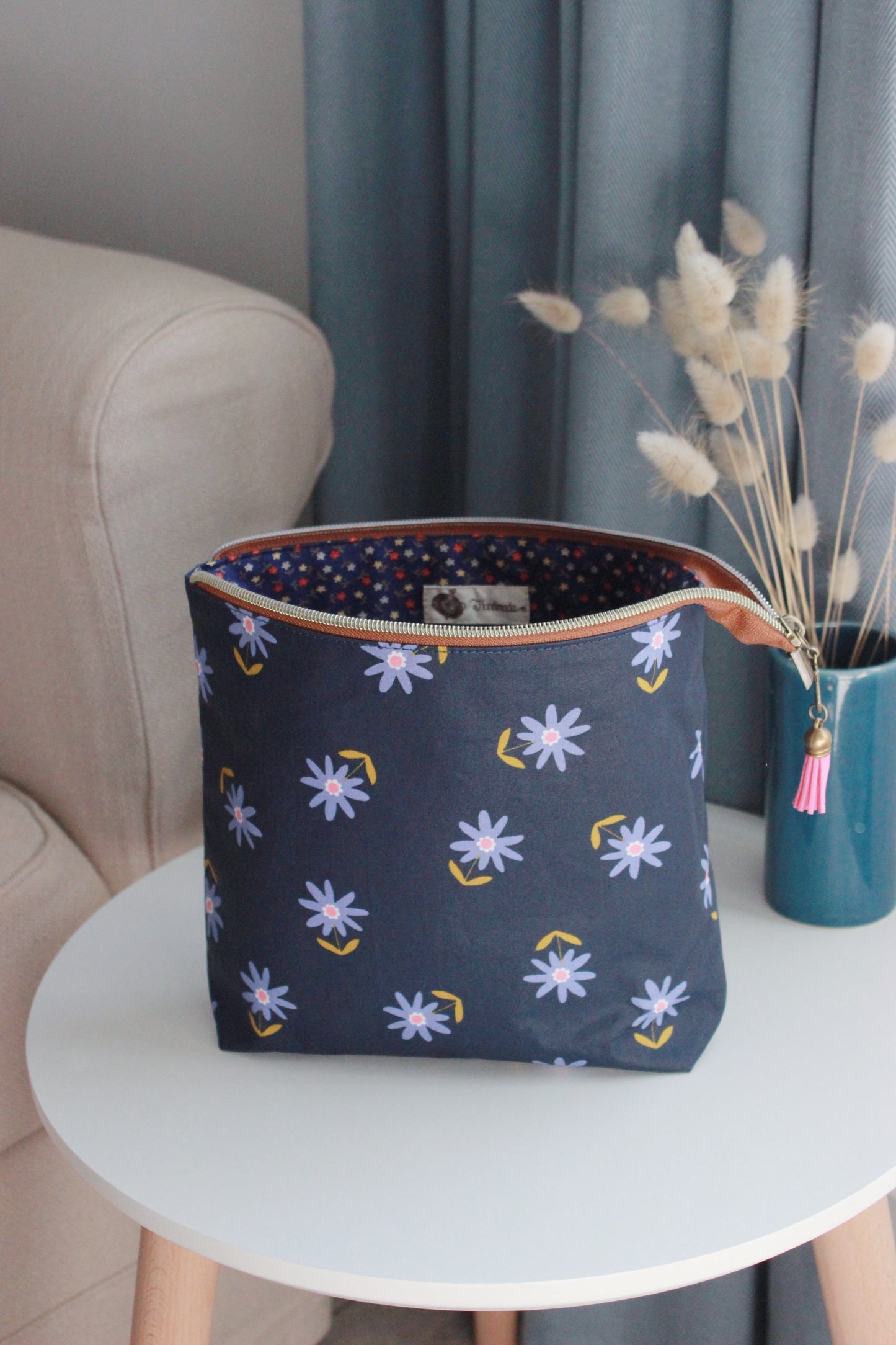 Blue Flowers Waterproof Zipper Pouches