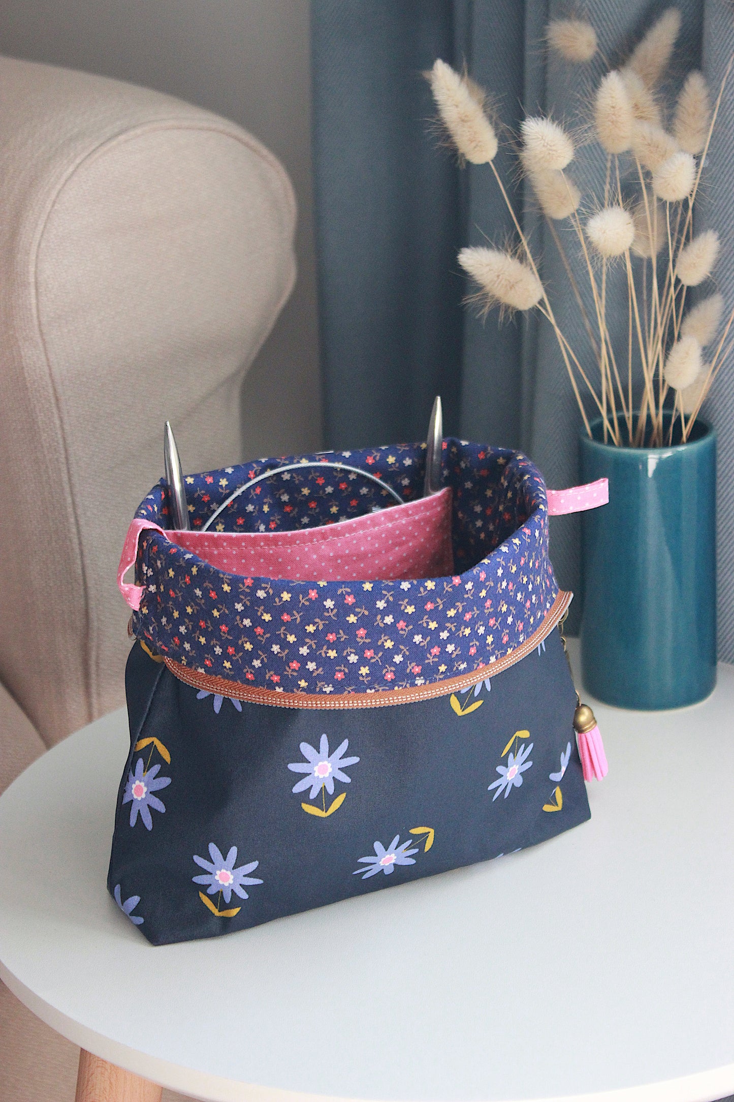 Blue Flowers Waterproof Zipper Pouches