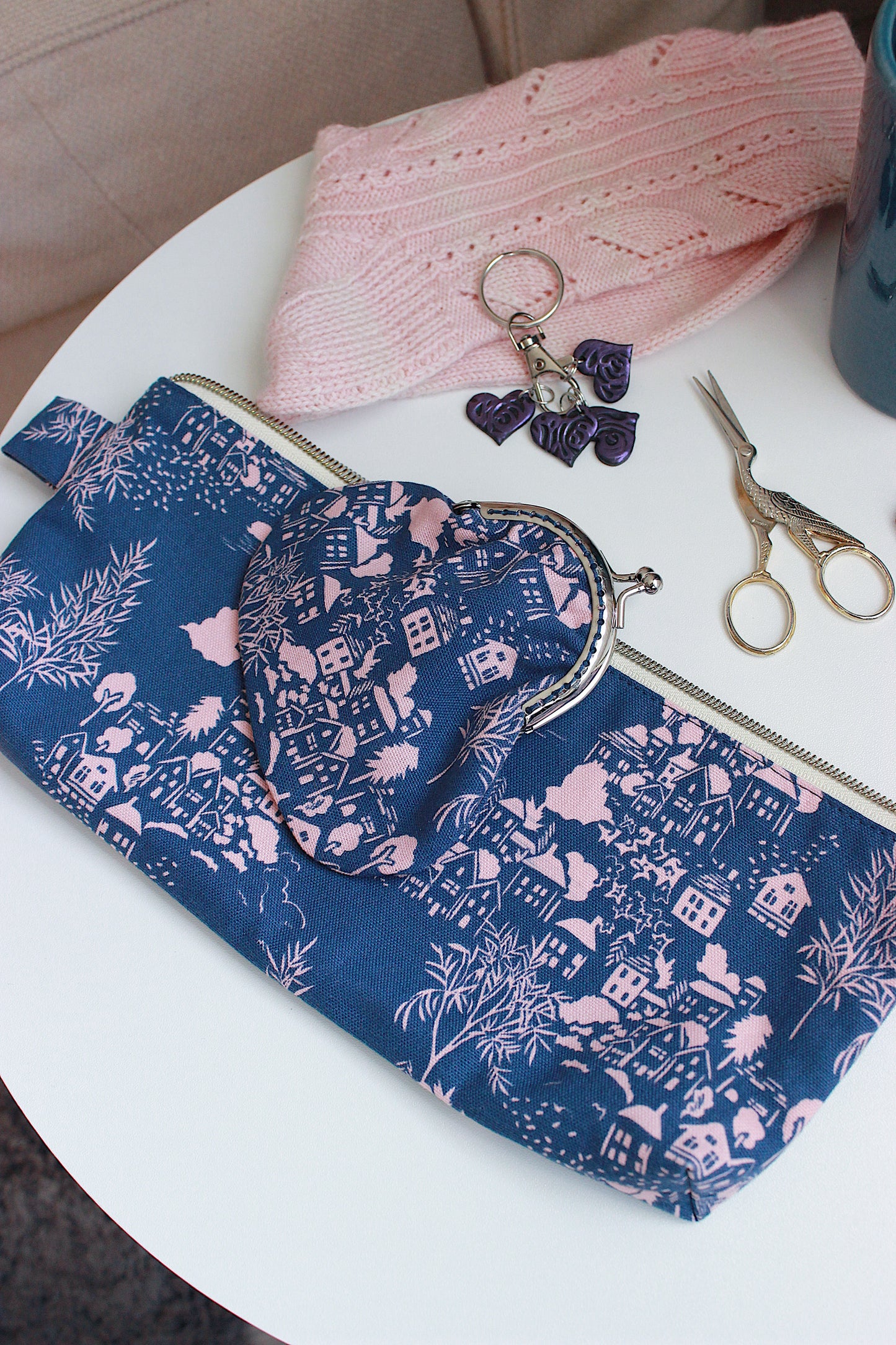 Whimsical Countryside Oxford Fabric Zipper Pouch & Metal Frame Purse