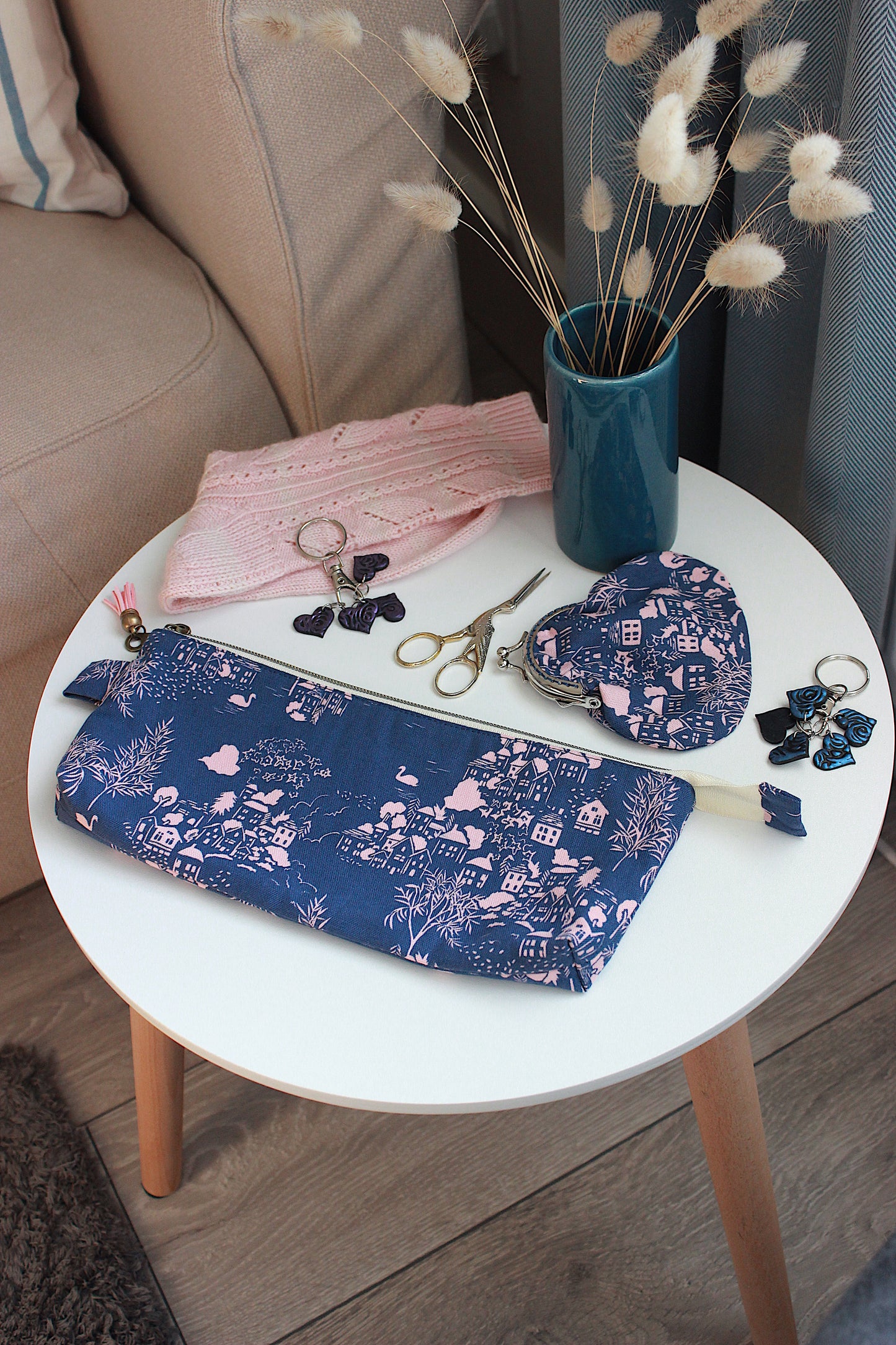 Whimsical Countryside Oxford Fabric Zipper Pouch & Metal Frame Purse