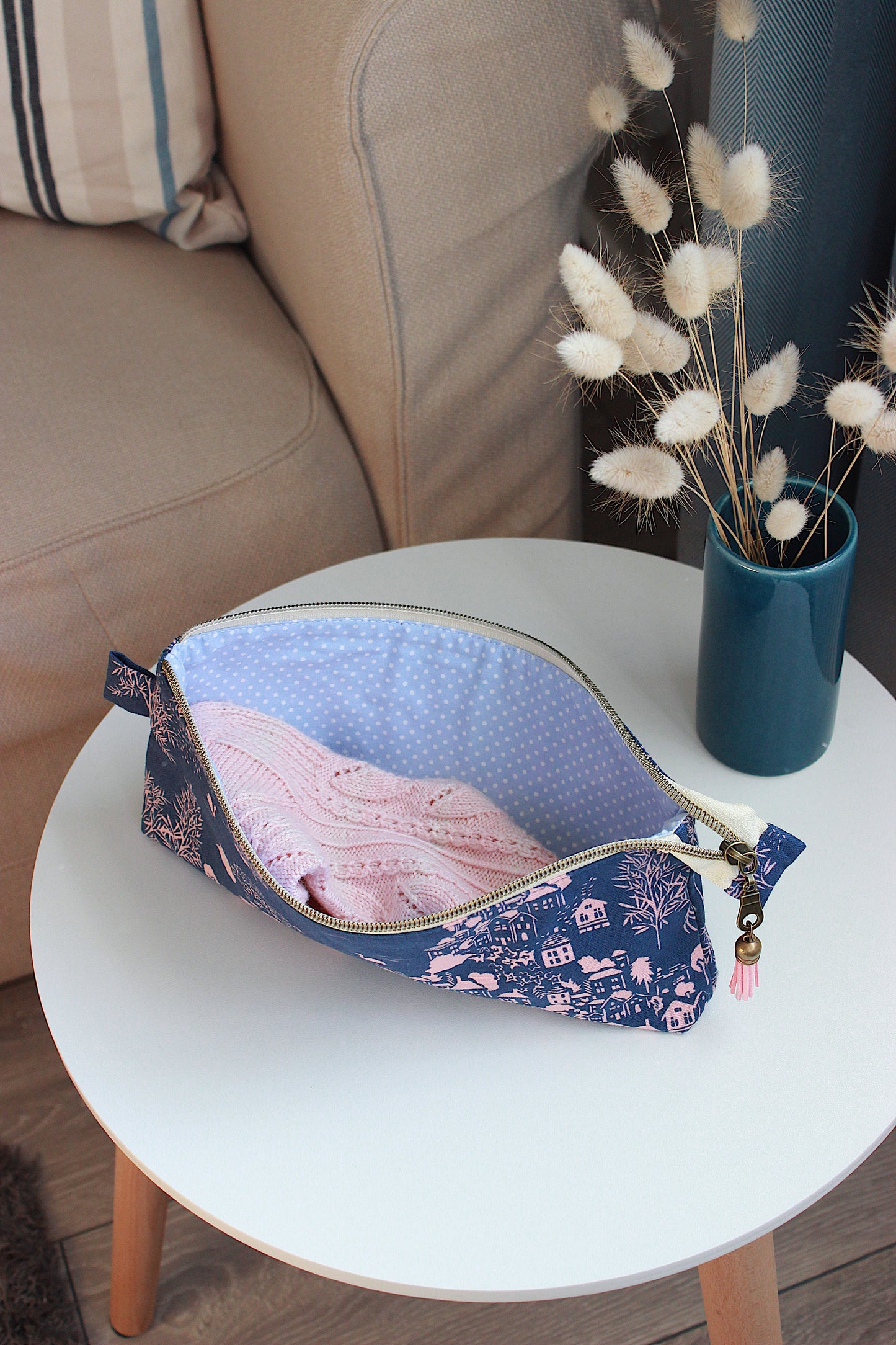 Whimsical Countryside Oxford Fabric Zipper Pouch & Metal Frame Purse