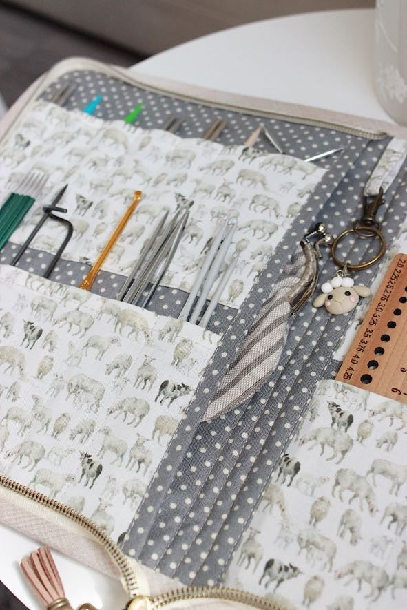 Sheep Allover Zipper Knitting Needle Case