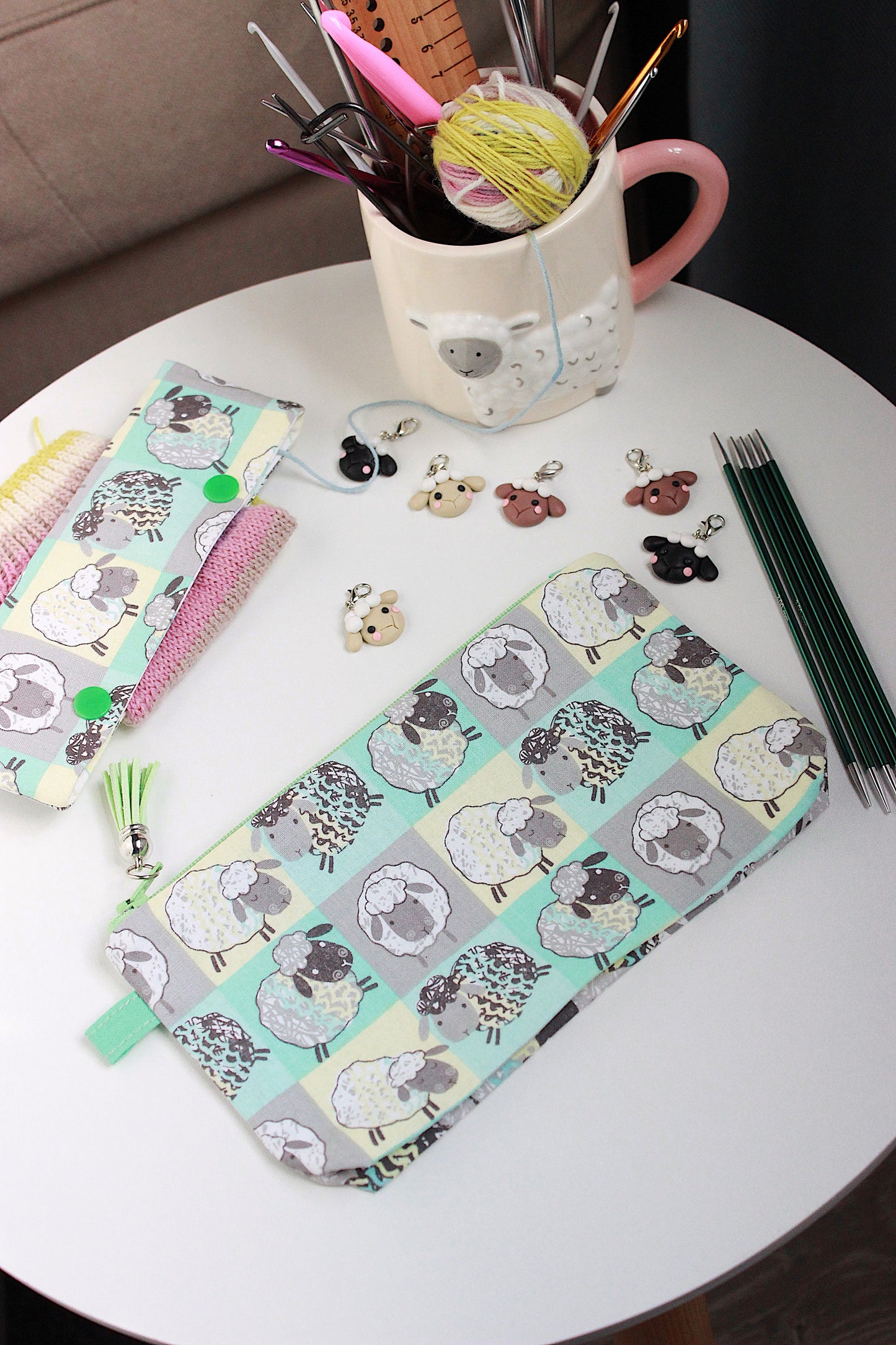 Cheerful Sheep Zipper Project Bag & Pouch