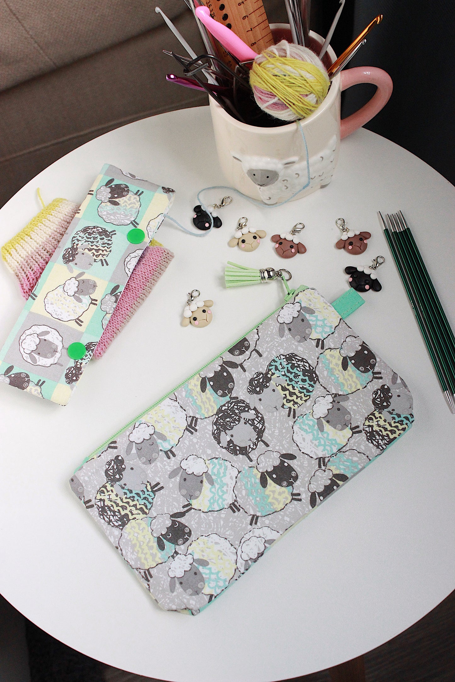 Cheerful Sheep Zipper Project Bag & Pouch