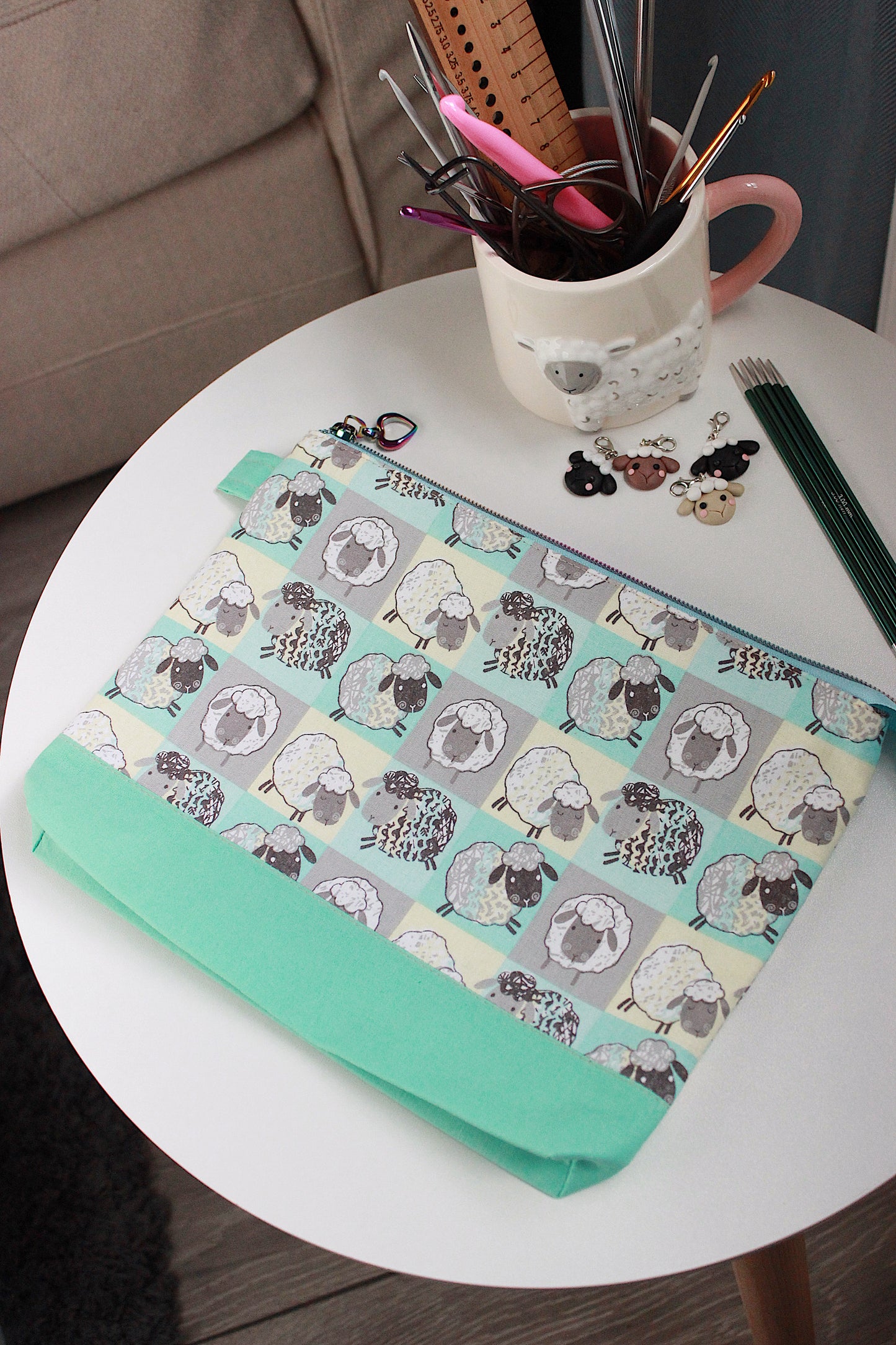 Cheerful Sheep Zipper Project Bag & Pouch