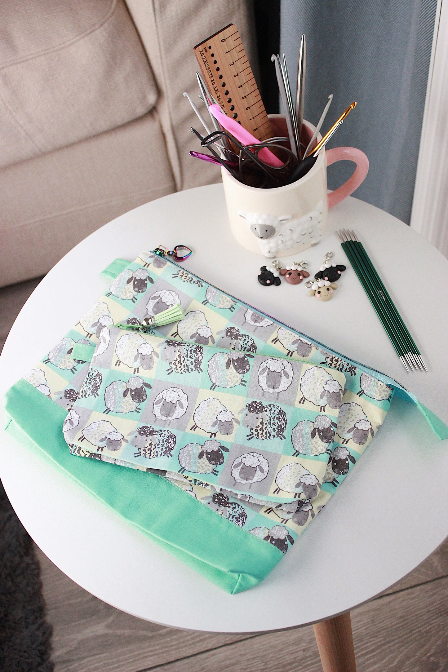 Cheerful Sheep Zipper Project Bag & Pouch