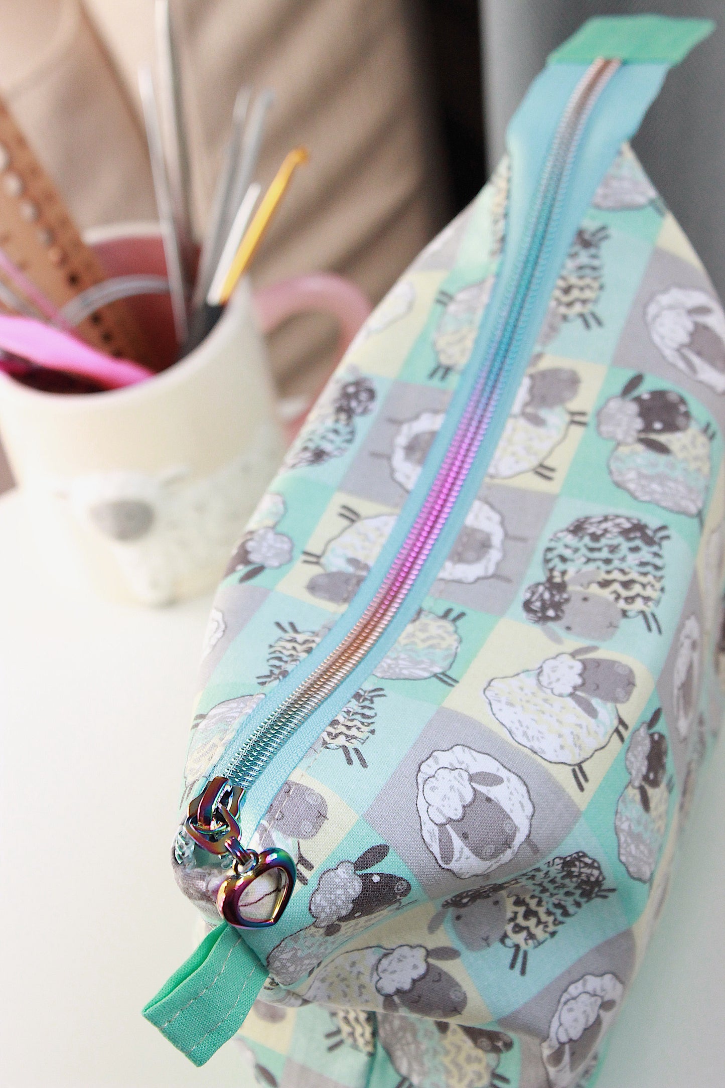 Cheerful Sheep Zipper Project Bag & Pouch
