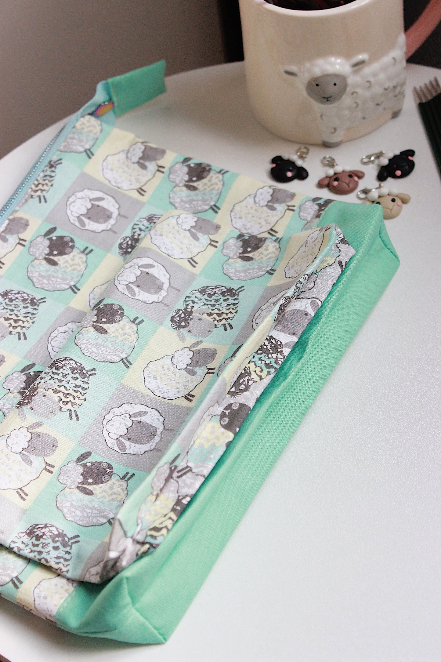 Cheerful Sheep Zipper Project Bag & Pouch