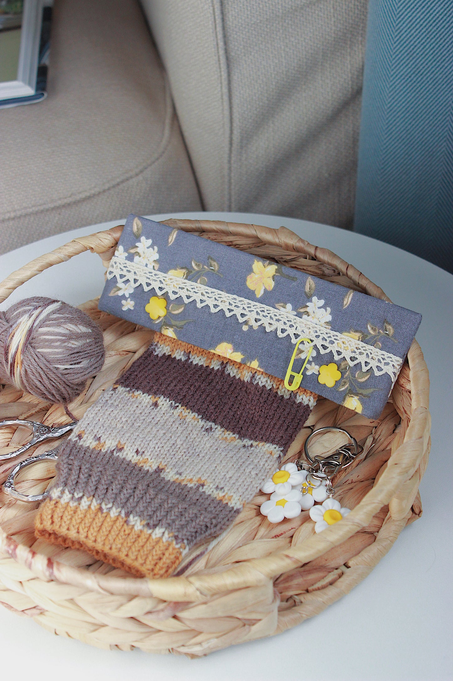 Yellow Flowers on Grey DPN Holder