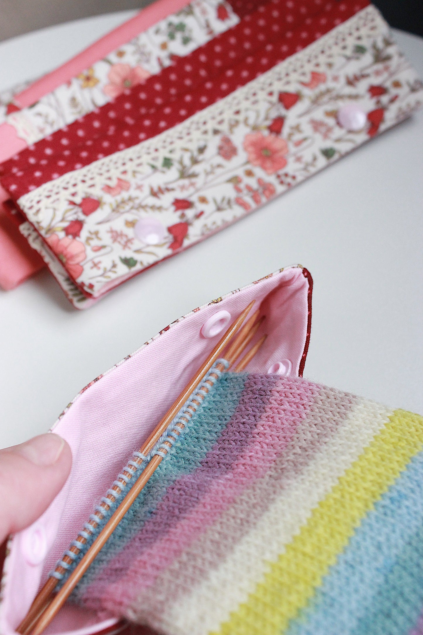 Burgundy Polka Dot Floral DPN Holder