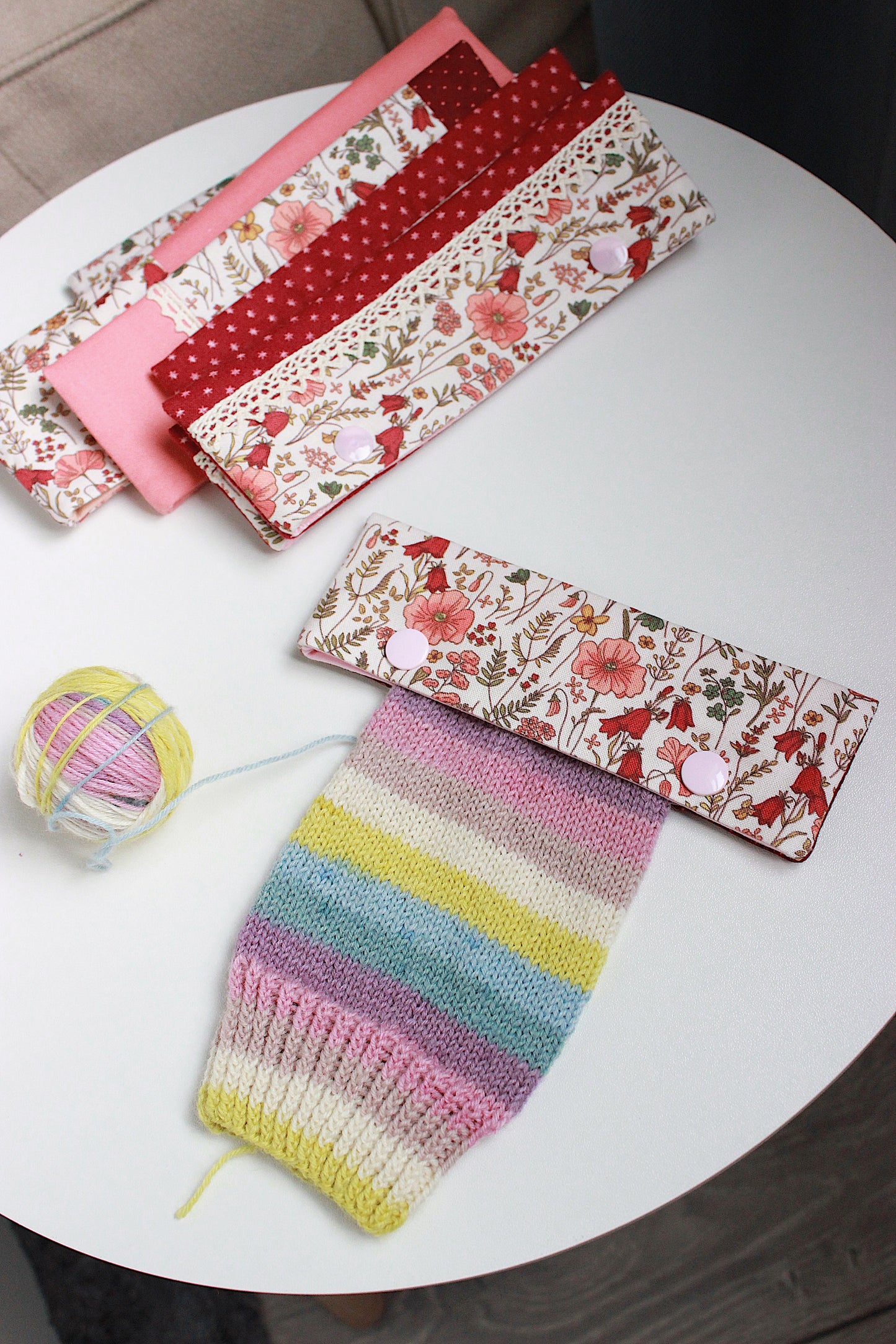 Burgundy Polka Dot Floral DPN Holder