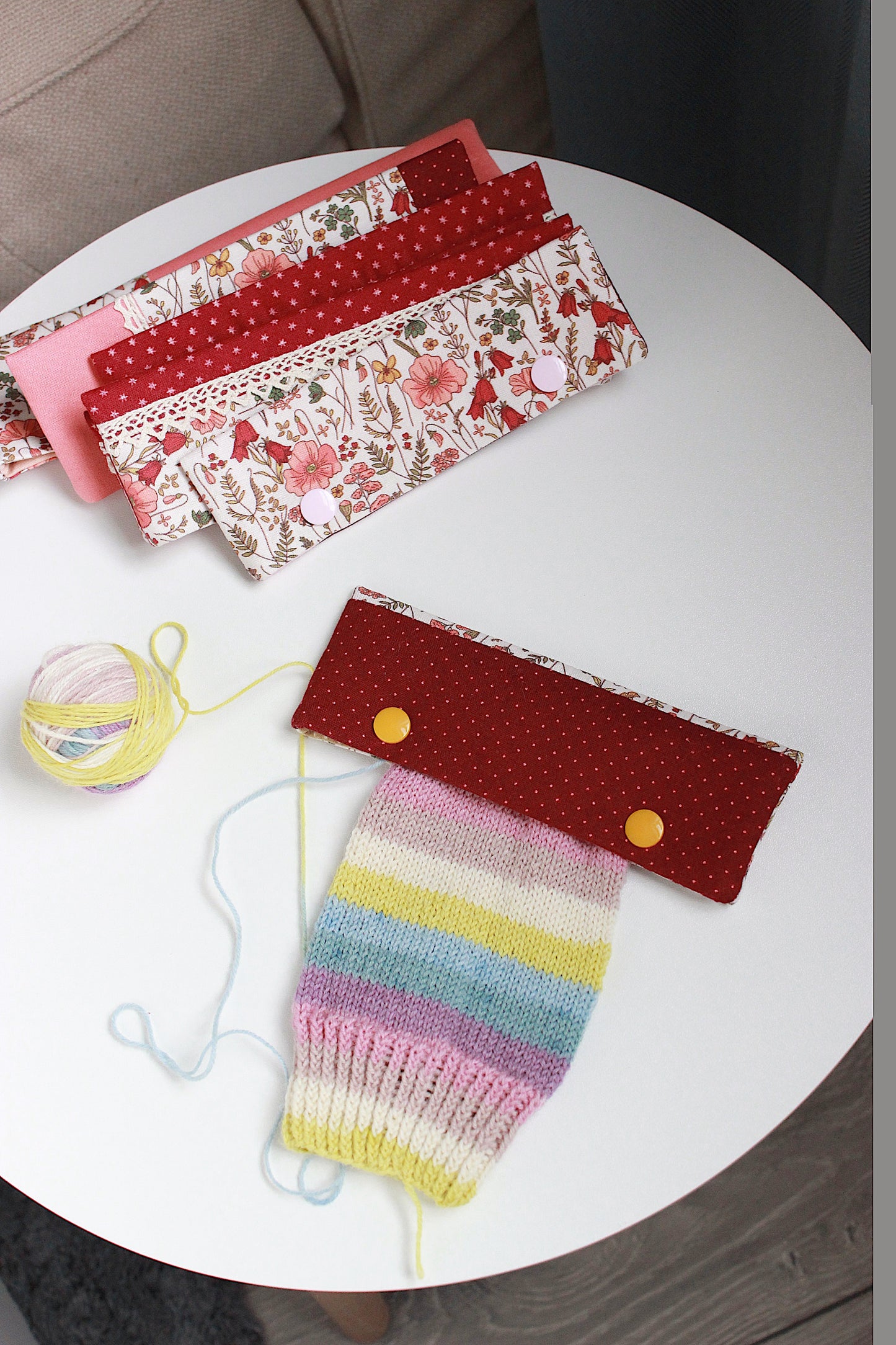 Burgundy Polka Dot Floral DPN Holder