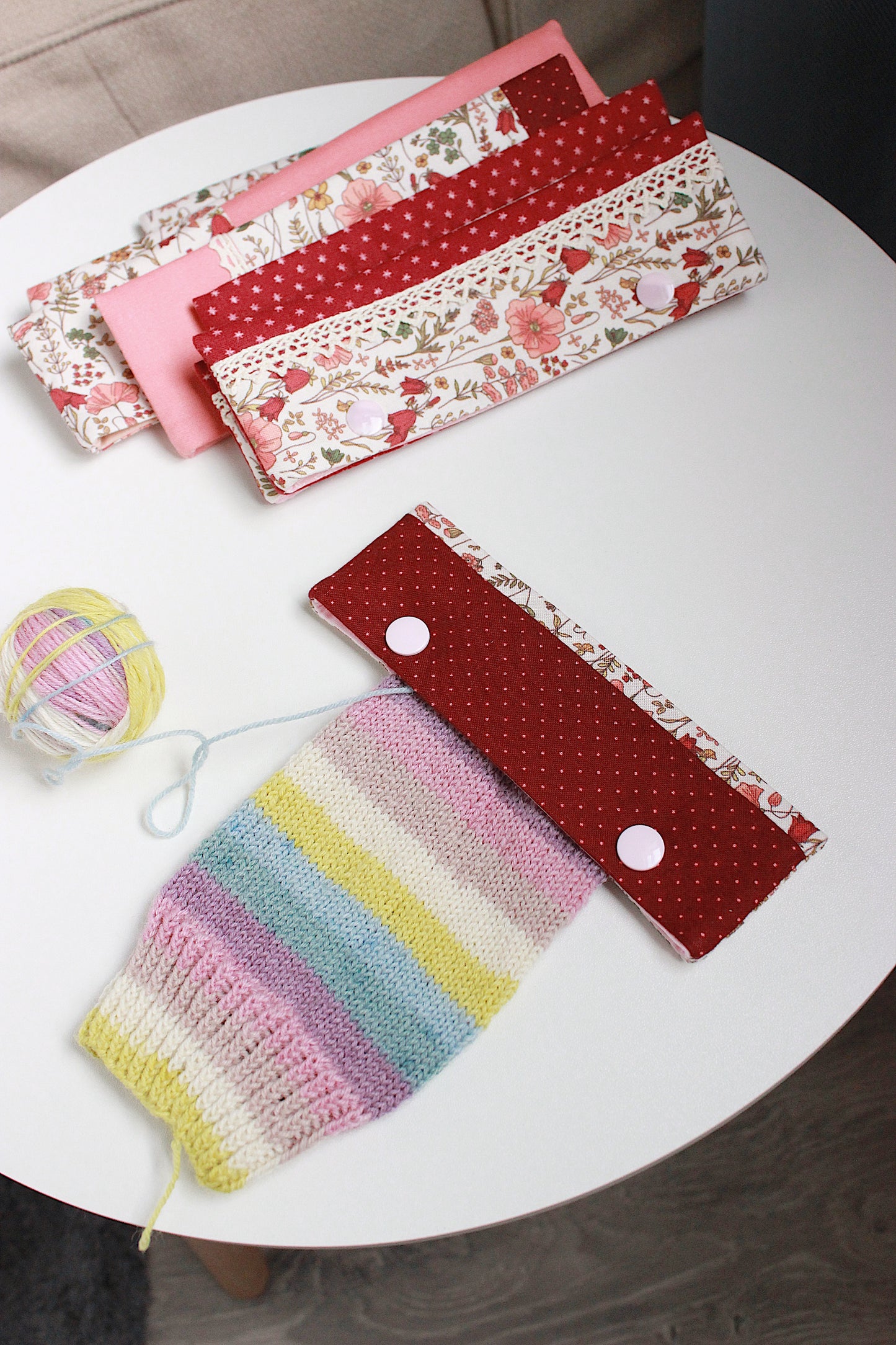 Burgundy Polka Dot Floral DPN Holder